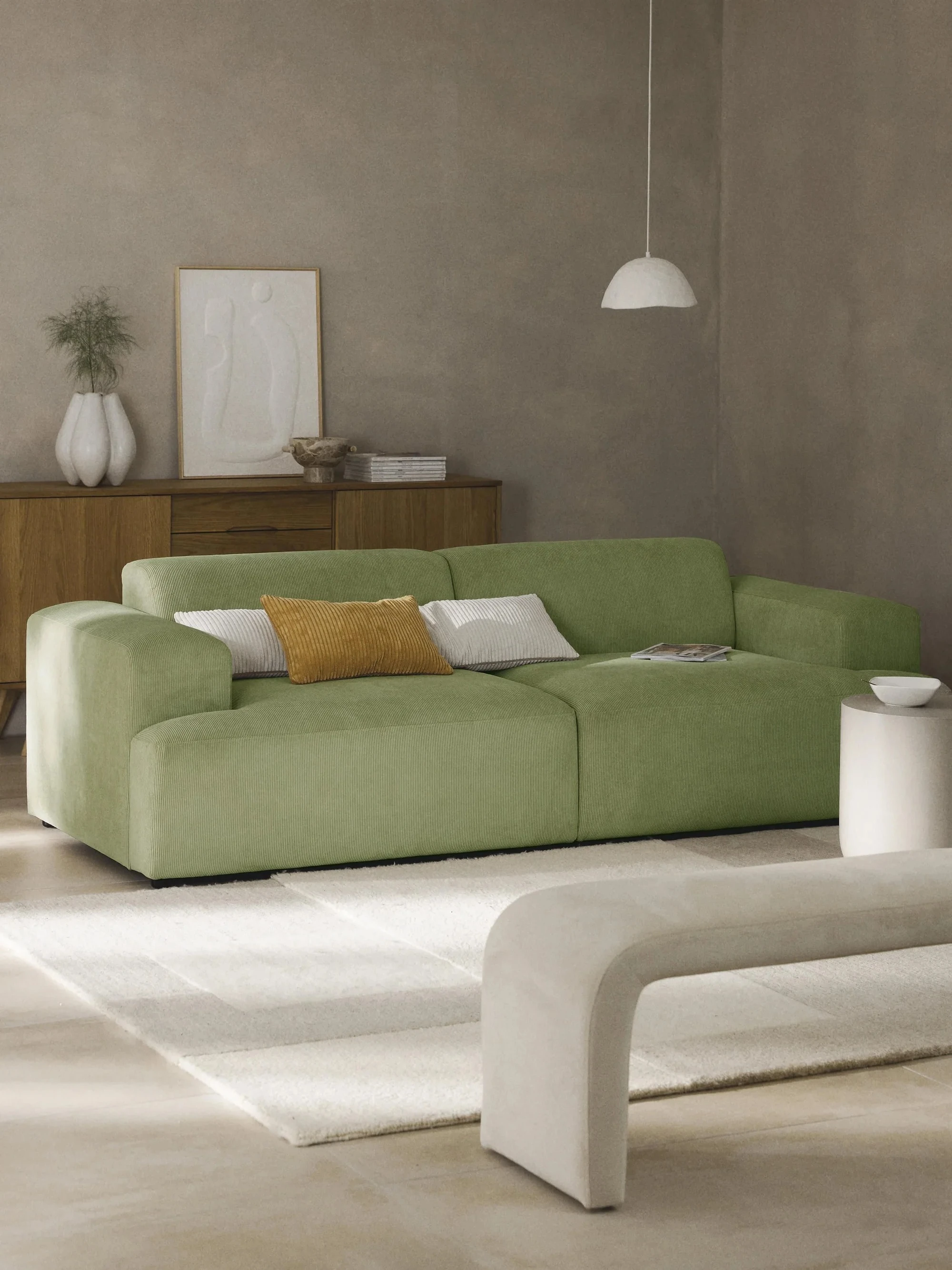 Stella Yumuşak Oturumlu Modüler Kanepe (3-4 Kişilik) InNature Home - Yeşil, Fitilli Kadife