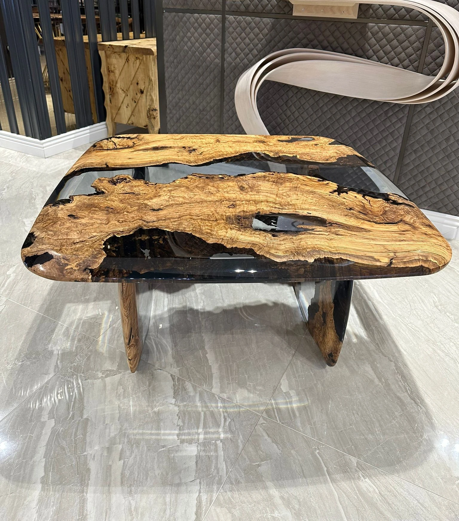 Clear Epoxy Coffee Table | Custom Olive Epoxy Coffee Table | Living Room Central Table Made To Order | INNATURE