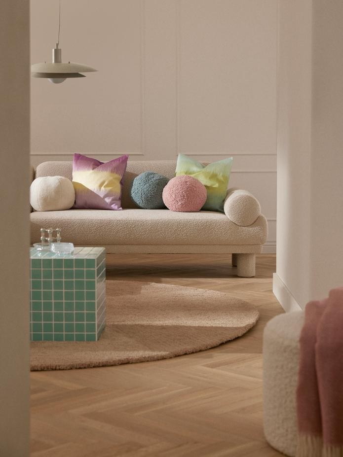 Lena Yuvarlak Teddy Kırlent - InNature Home - Mavi