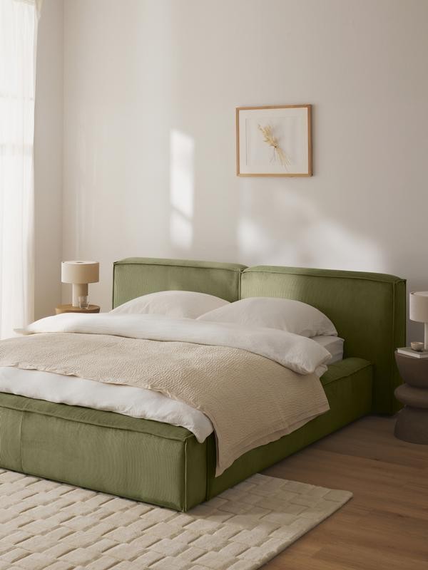 Soft, Çift Kişilik Karyola - InNature Home - Yeşil, Fitilli Kadife