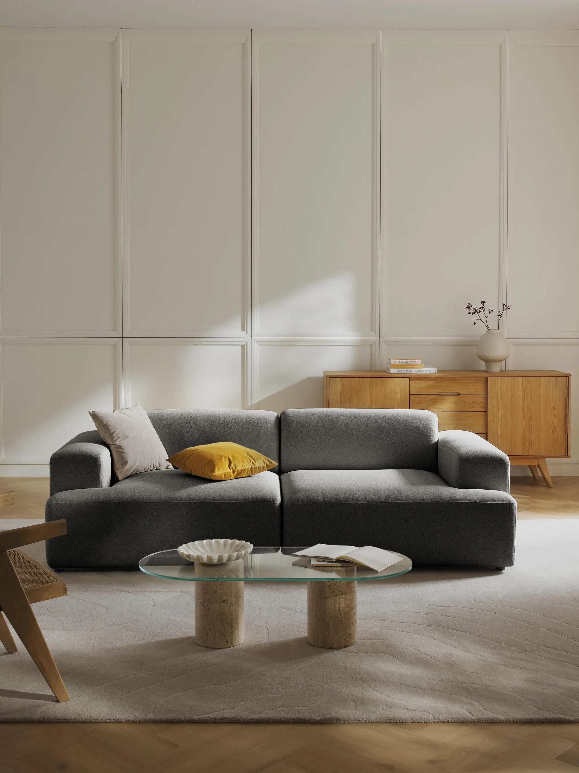 Stella Yumuşak Oturumlu Modüler Kanepe (3-4 Kişilik) InNature Home - Antrasit, Keten