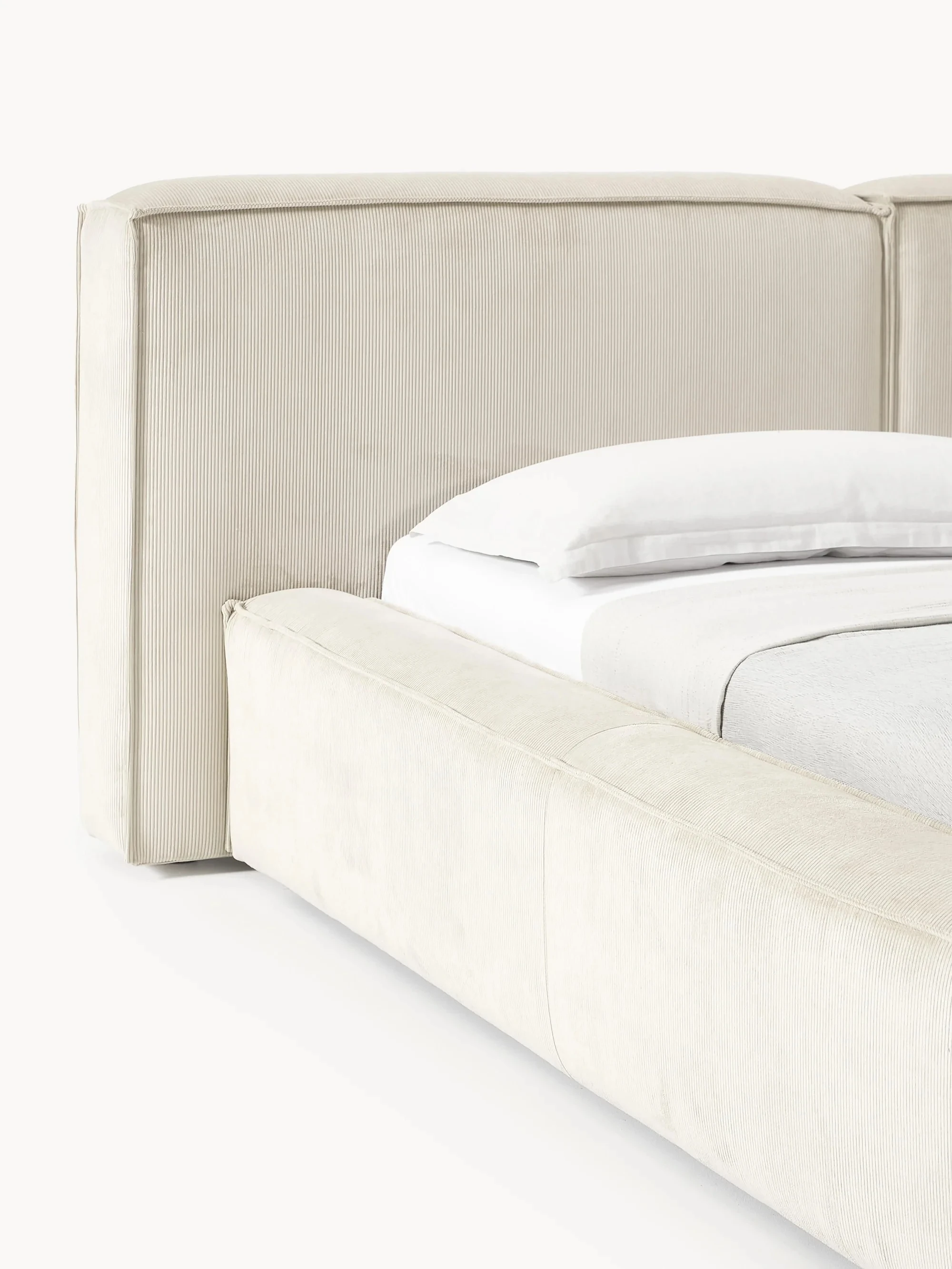 Soft Upholstered Bed – Queen Size | INNATURE - Beige, Corduroy