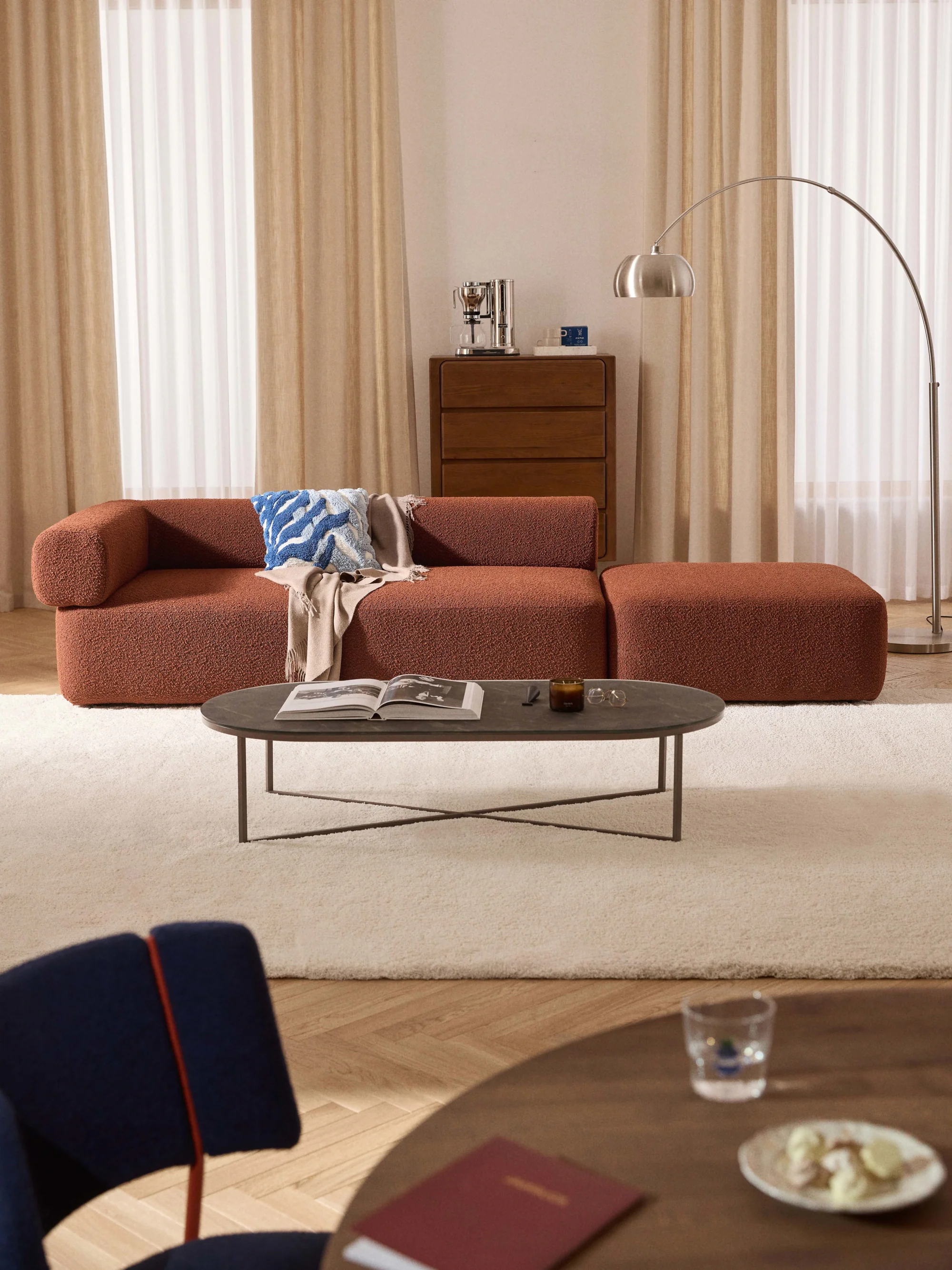 Sofia Modüler Puflu Kanepe 3-4 Kişilik - INNATURE  - Pişmiş Toprak