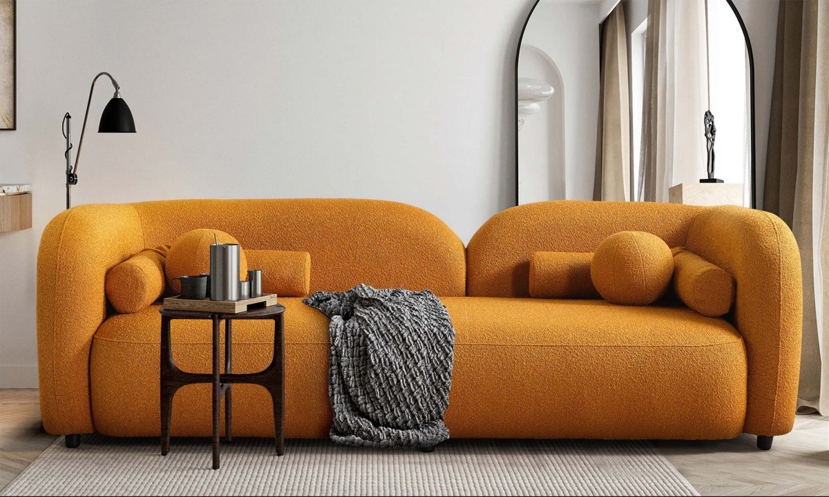 Luna Yumuşak Oturumlu Kanepe (3-4 Kişilik) InNature Home - Sarı, Turuncu Keten