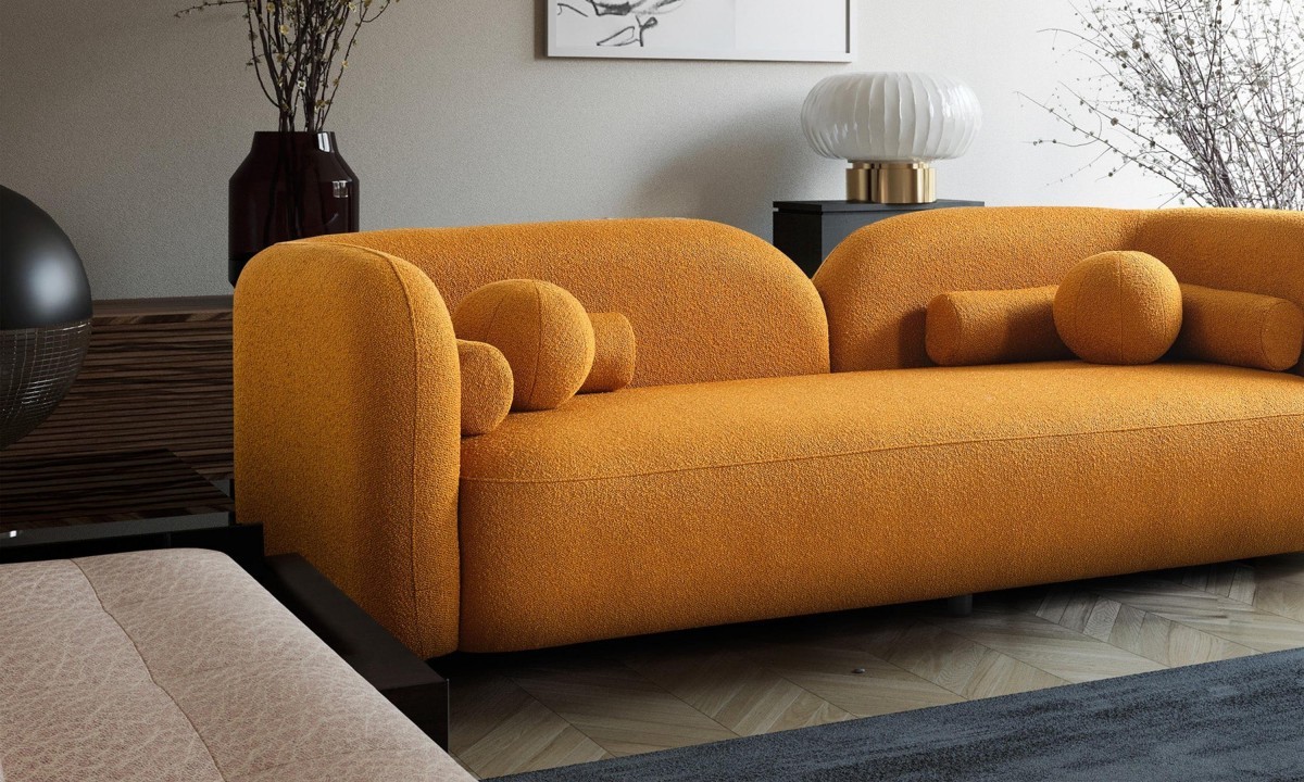 Luna Yumuşak Oturumlu Kanepe (3-4 Kişilik) InNature Home - Sarı, Turuncu Keten
