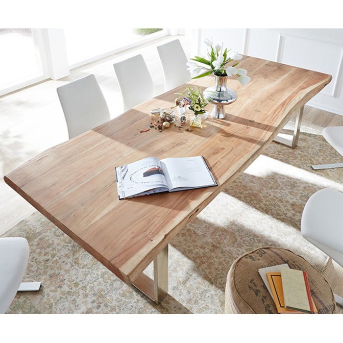 Flow Walnut Log Table, Chrome Leg - InNature Home