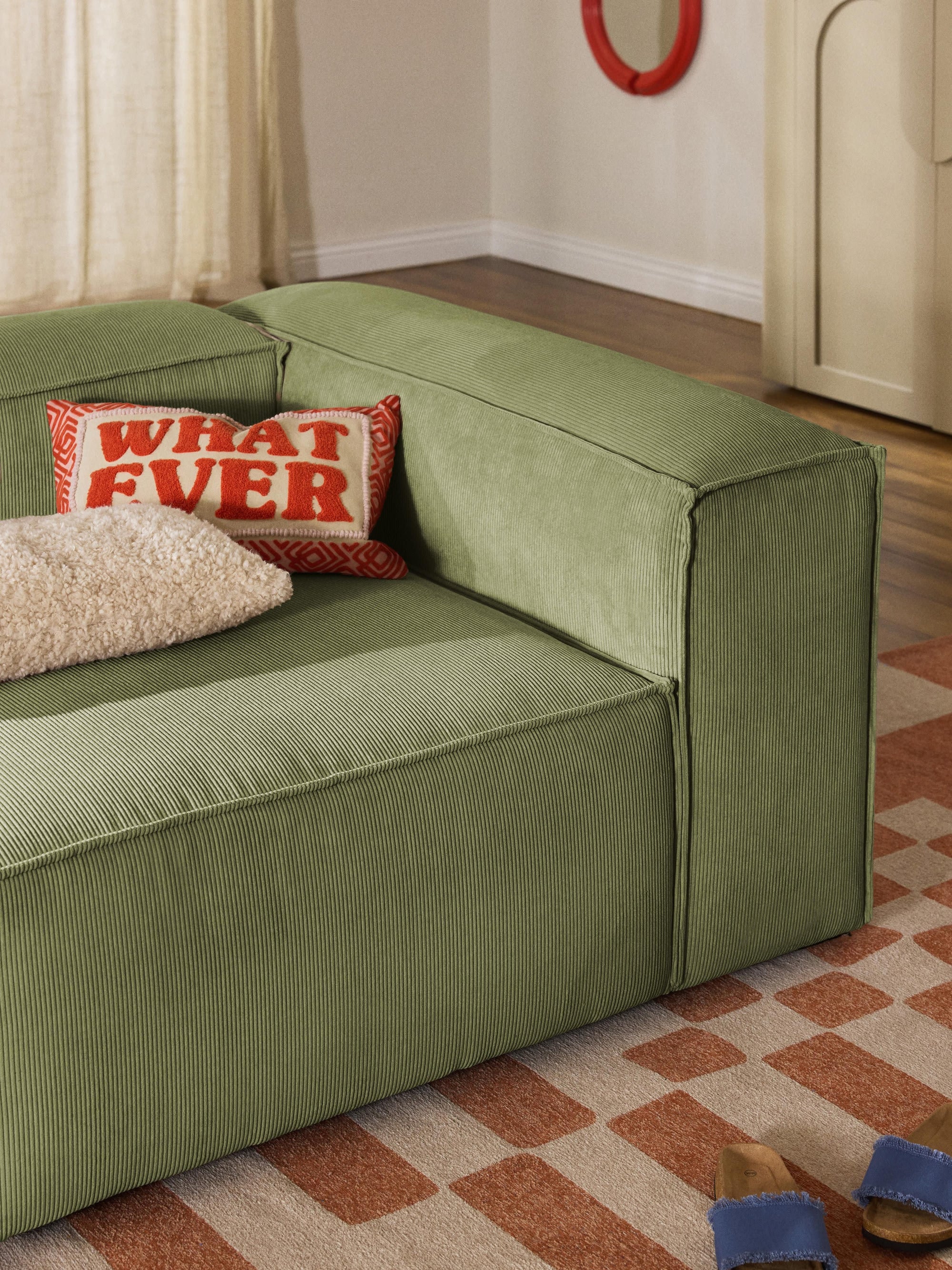 Soft Yumuşak Oturumlu Modüler Kanepe, Fitilli Kadife (2-3 Kişilik) InNature Home - Yeşil