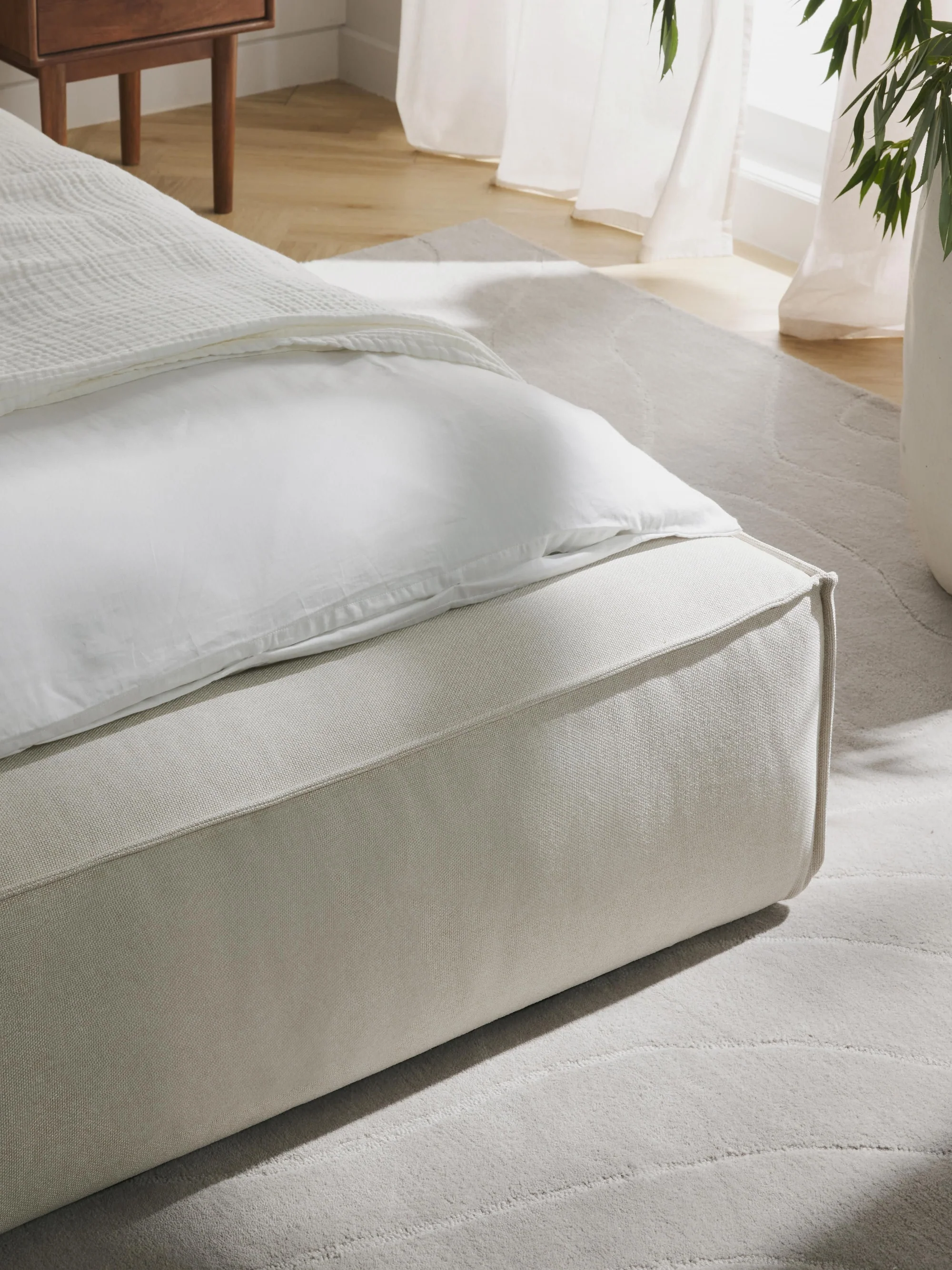 Soft Çift Kişilik Döşemeli Karyola | InNature Home - Bej, Keten