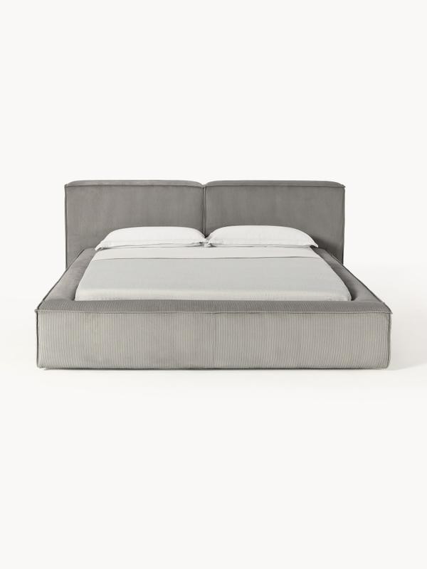 Soft, Çift Kişilik Karyola - InNature Home - Gri, Fitilli Kadife