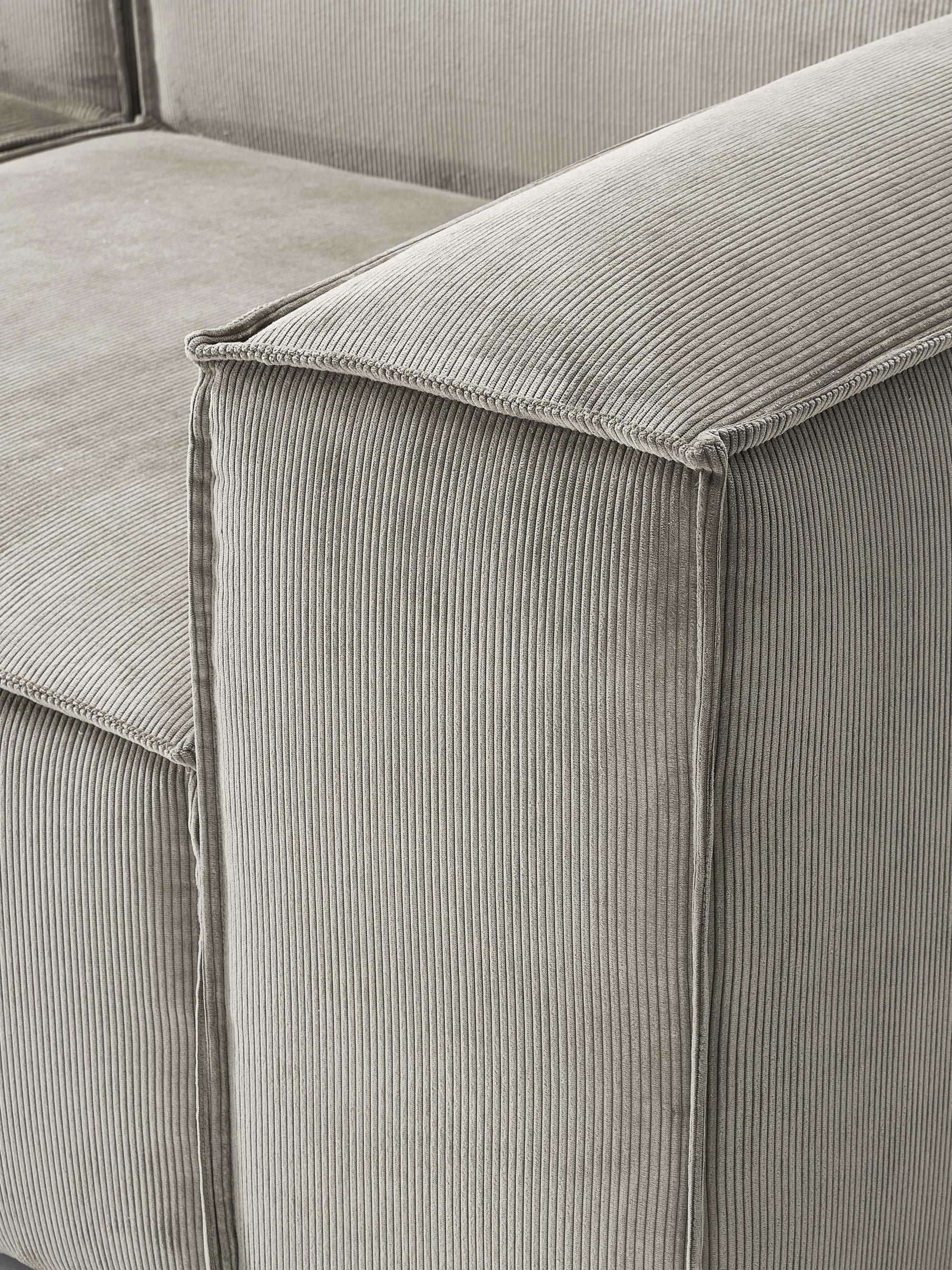 Soft Yumuşak Oturumlu Modüler Kanepe, Fitilli Kadife (2-3 Kişilik) InNature Home - Gri