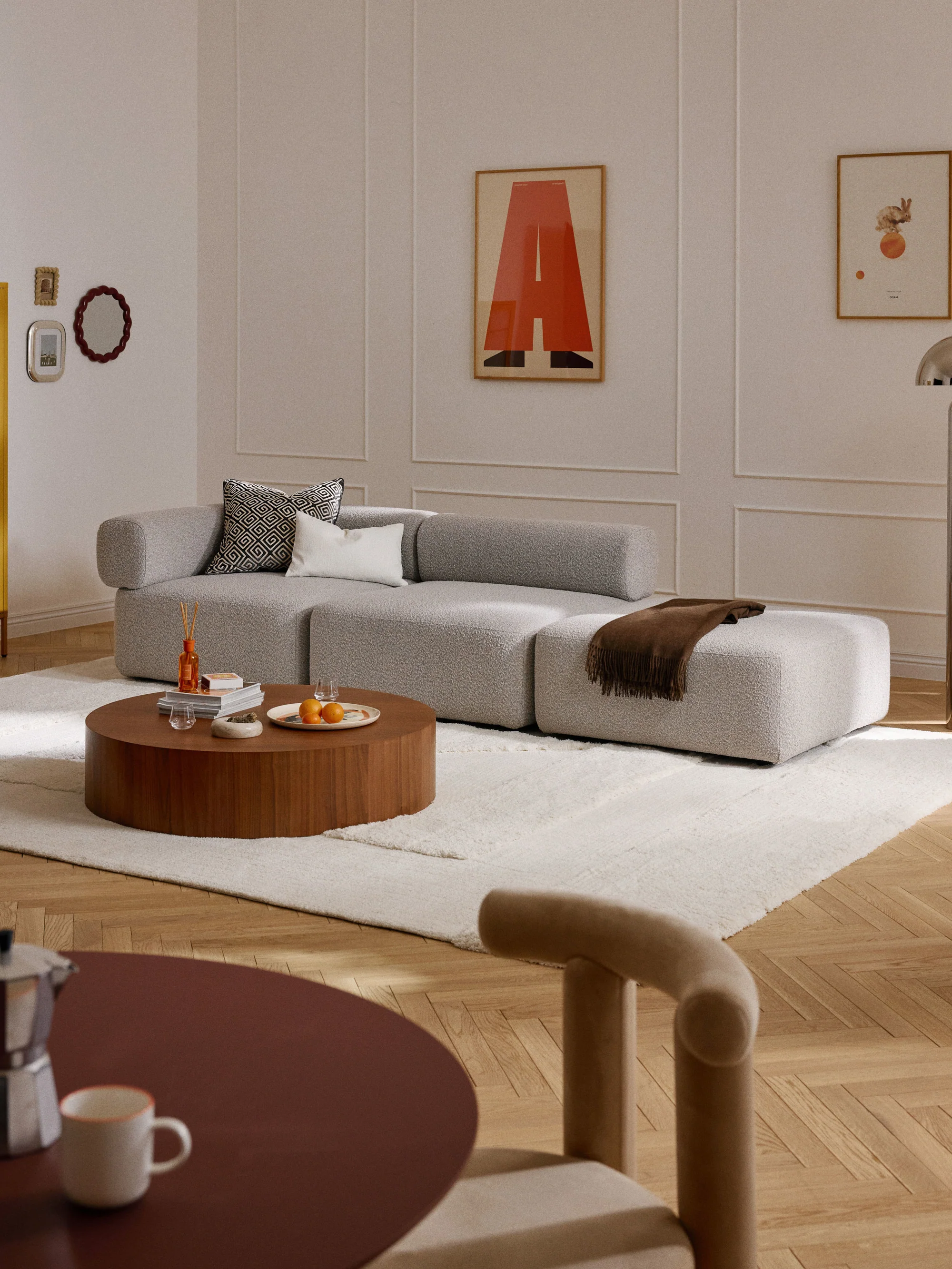 Sofia Modüler Puflu Kanepe 3-4 Kişilik - INNATURE  - Gri