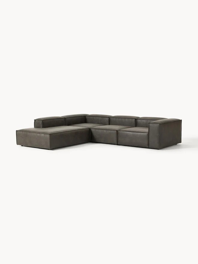 Soft Modüler Köşe Koltuk (6-7 Kişilik) Deri - InNature Home - Siyah Sol Large