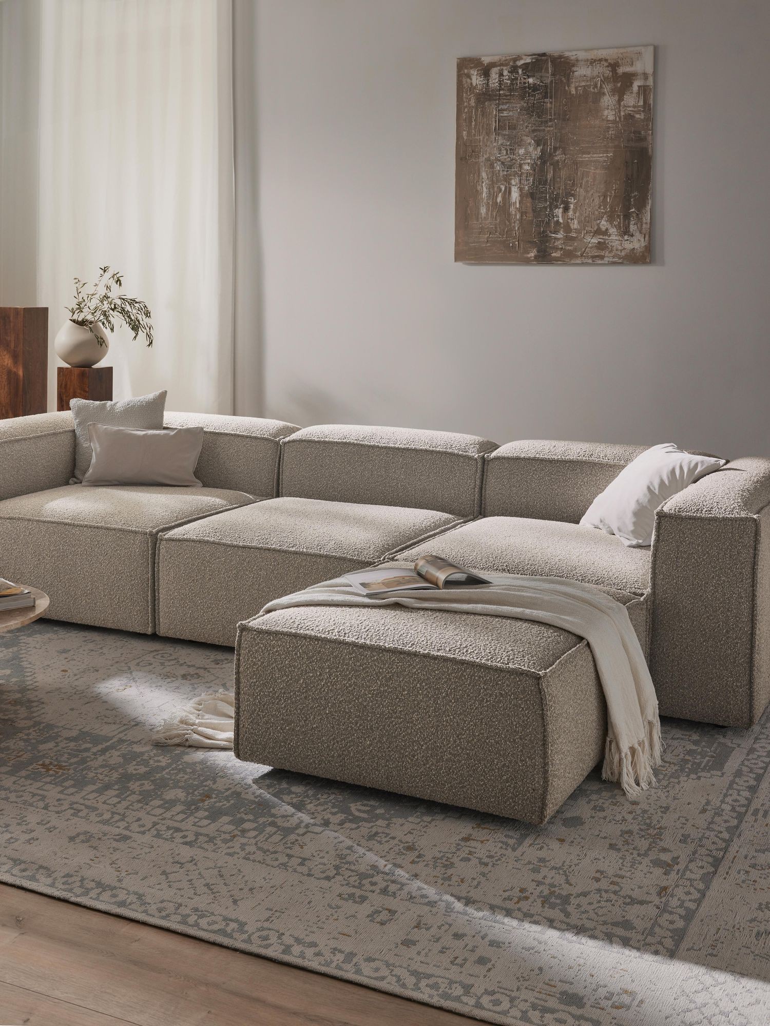 Soft Moduler Corner Boucle - InNature Home - Açık Bej Bukle