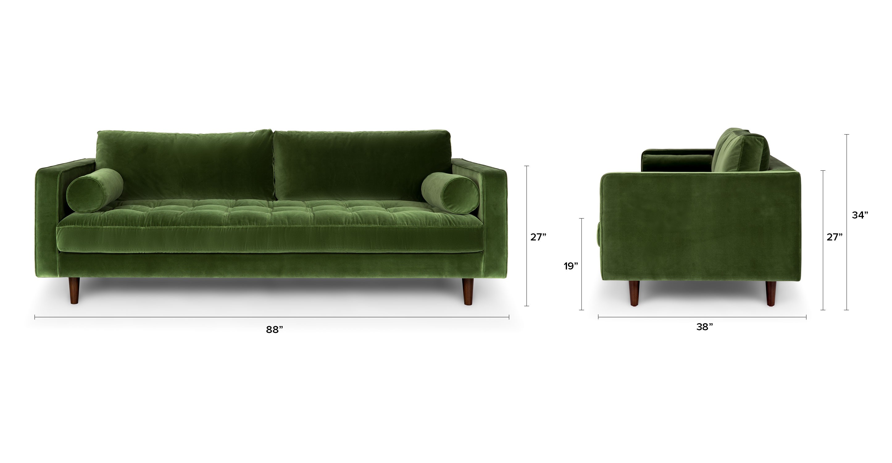 Molis Sofa, Velvet - InNature Home -  Molisa Sofa, Green