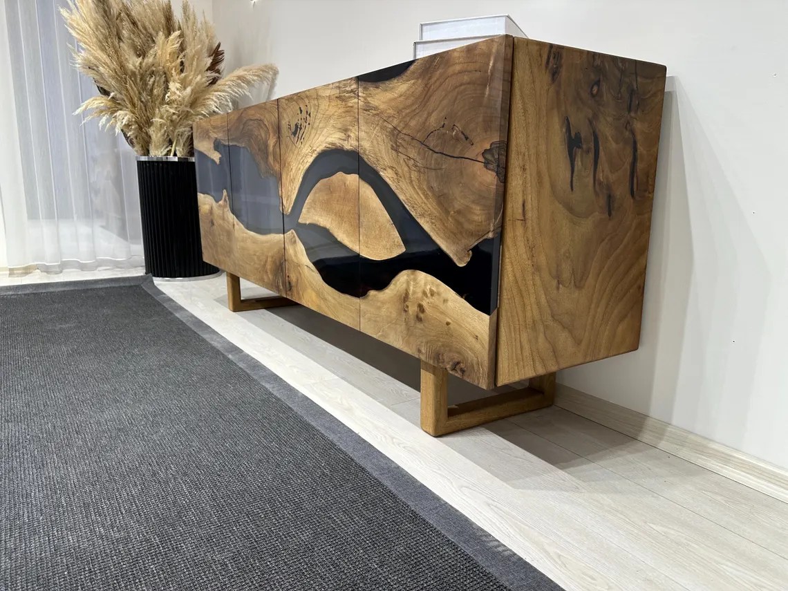 Handcrafted Resin Buffet | Luxury Walnut Epoxy Console Cabinet | Live Edge TV Stand | Custom Solid Wood Sideboard | Free DHL Express Shipping from Turkey | INNATURE 