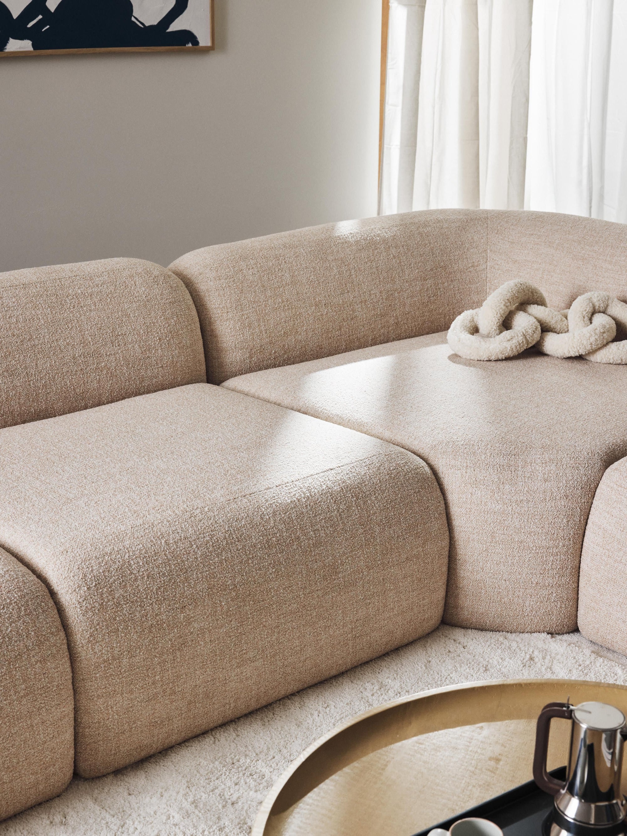Elora Modüler Kanepe | Modern & Modüler Tasarım | 4-5 Kişilik| INNATURE HOME  - Bej, Bukle