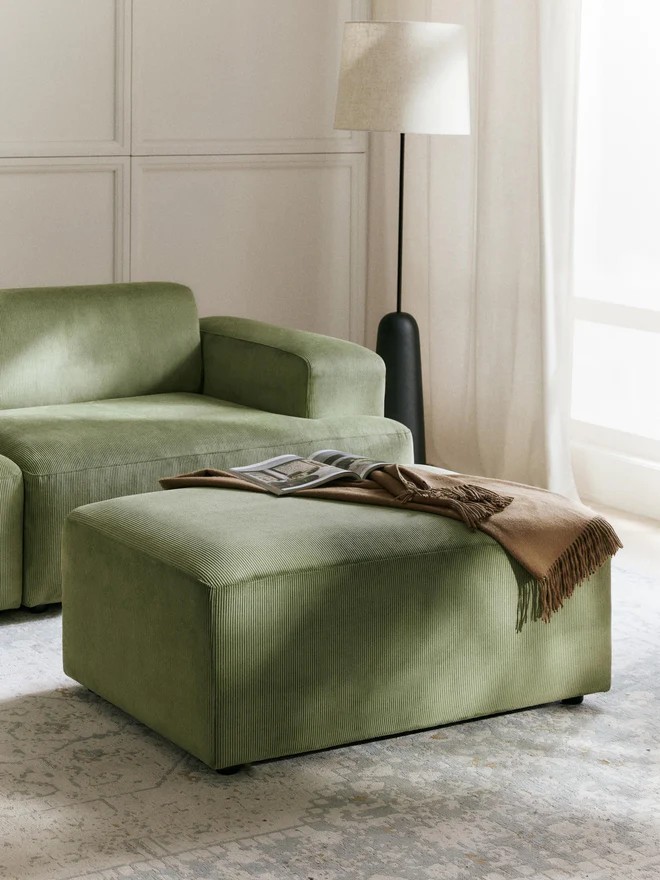 Stella Puf - InNature Home  - Fitilli Kadife, Yeşil