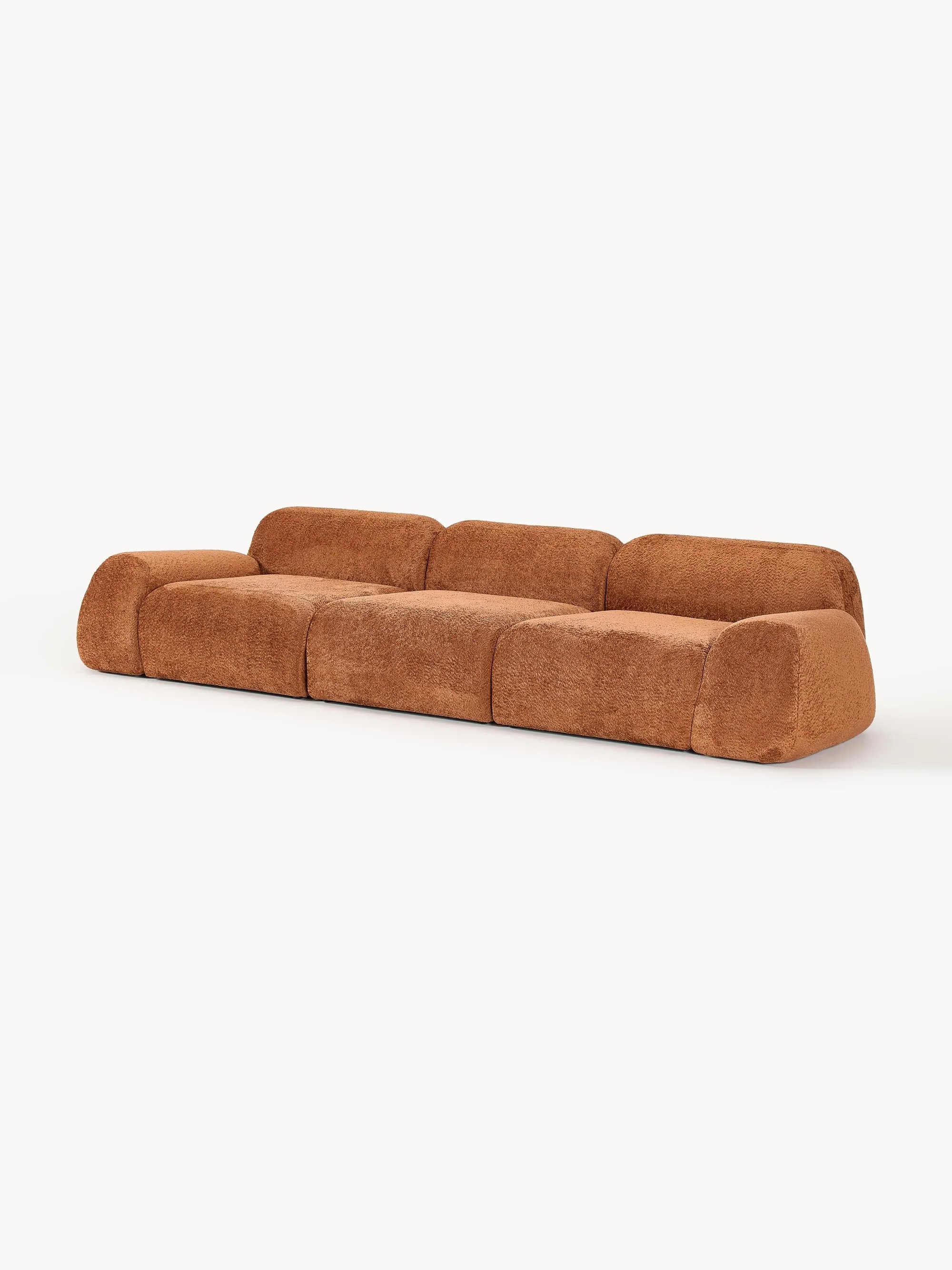 Elora Modüler Kanepe | Modern & Modüler Tasarım | 3-4 Kişilik| INNATURE HOME  - Pişmiş Toprak Teddy Bukle