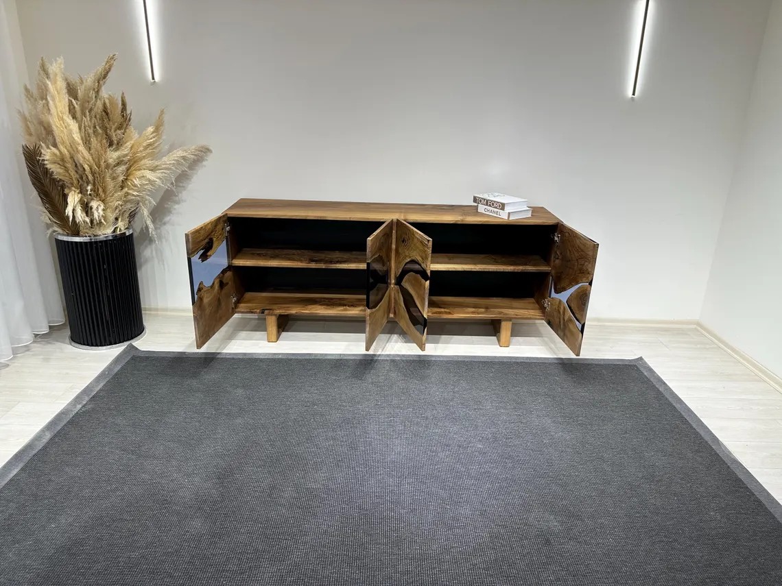 Handcrafted Resin Buffet | Luxury Walnut Epoxy Console Cabinet | Live Edge TV Stand | Custom Solid Wood Sideboard | Free DHL Express Shipping from Turkey | INNATURE 