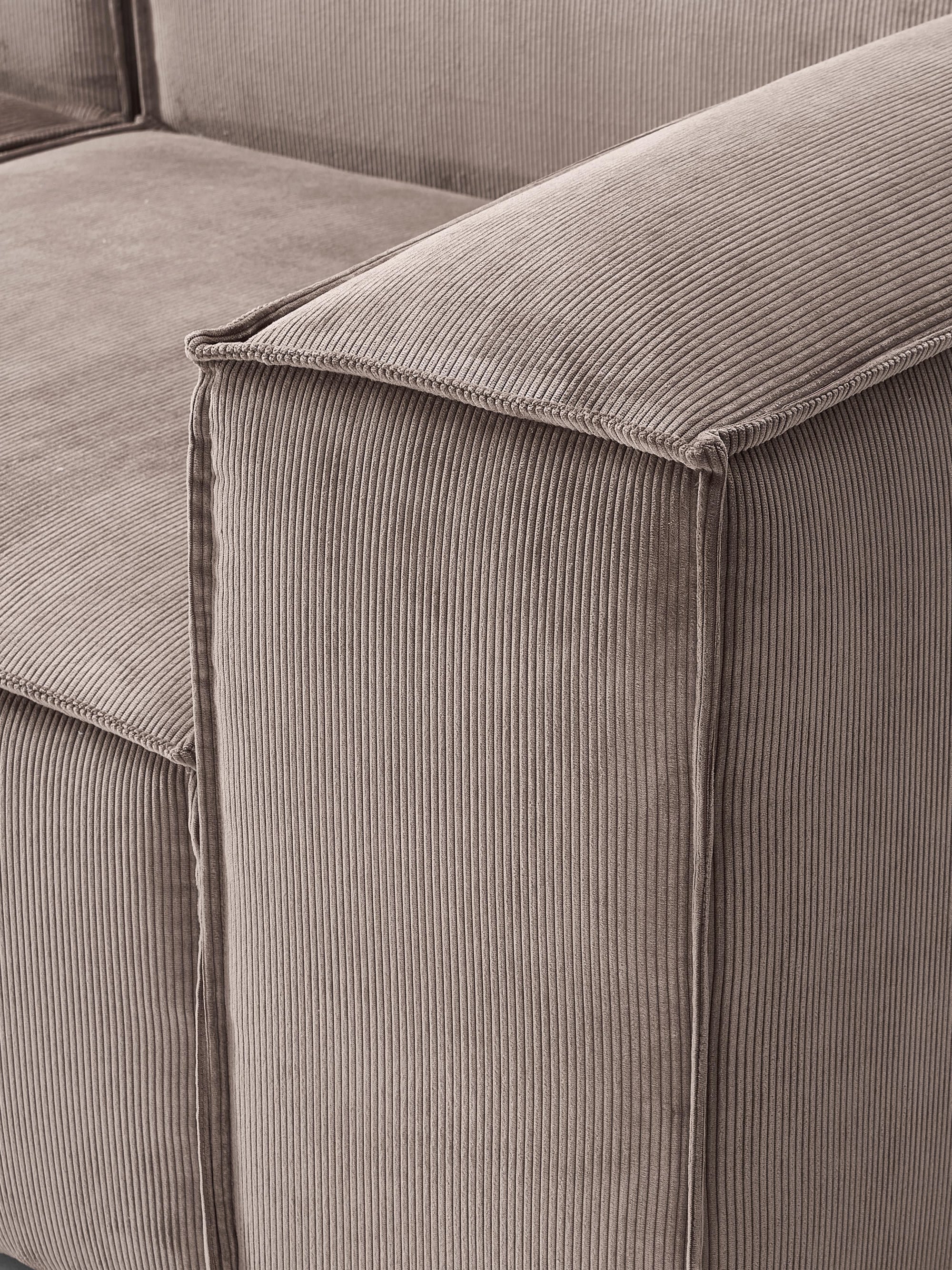 Soft Yumuşak Oturumlu Modüler Kanepe, Fitilli Kadife (2-3 Kişilik) InNature Home - Kahverengi