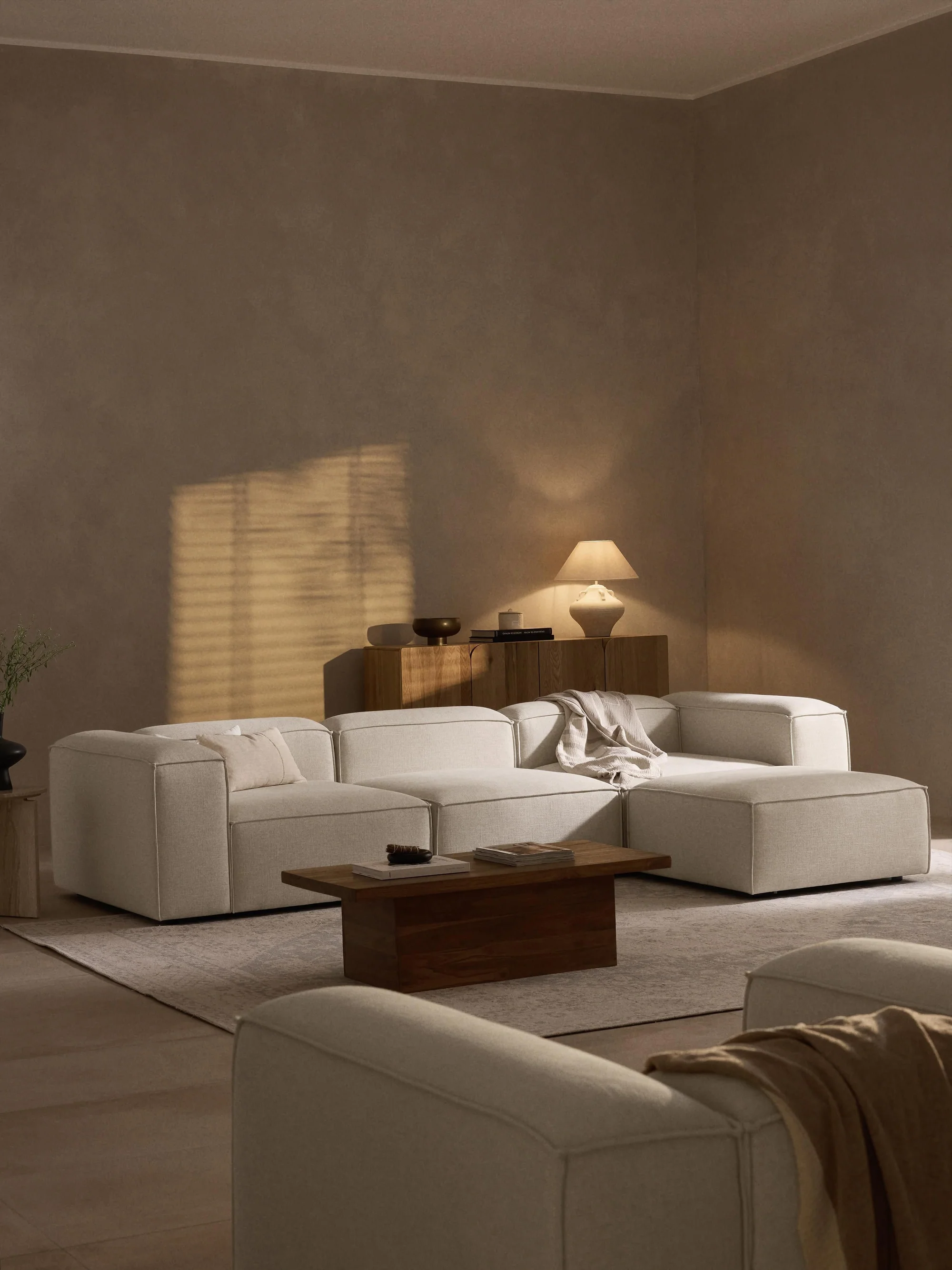 Soft Yumuşak Oturumlu Modüler Köşe, Keten (3-4 Kişilik) - InNature Home - Açık Bej