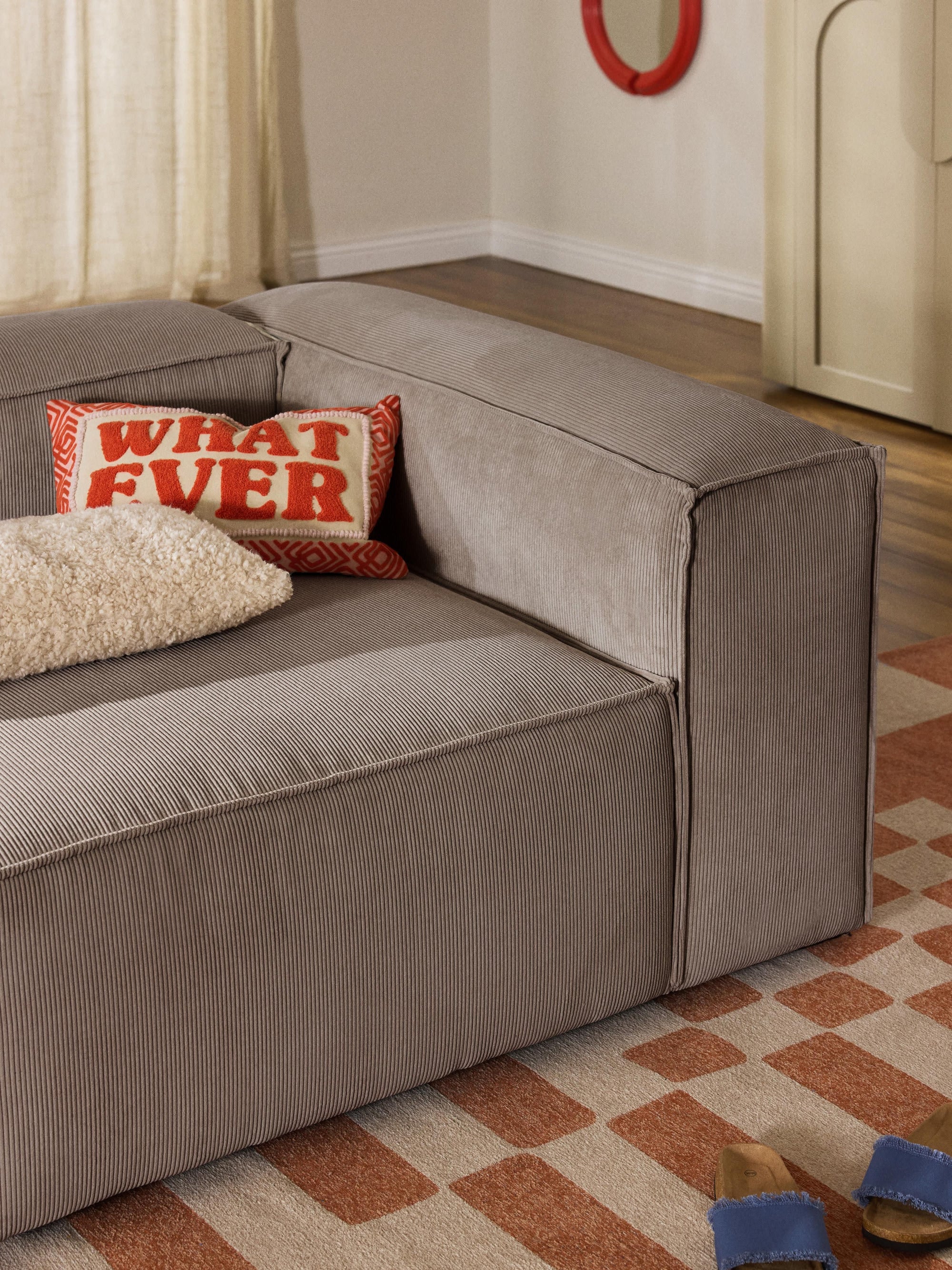 Soft Yumuşak Oturumlu Modüler Kanepe, Fitilli Kadife (2-3 Kişilik) InNature Home - Kahverengi