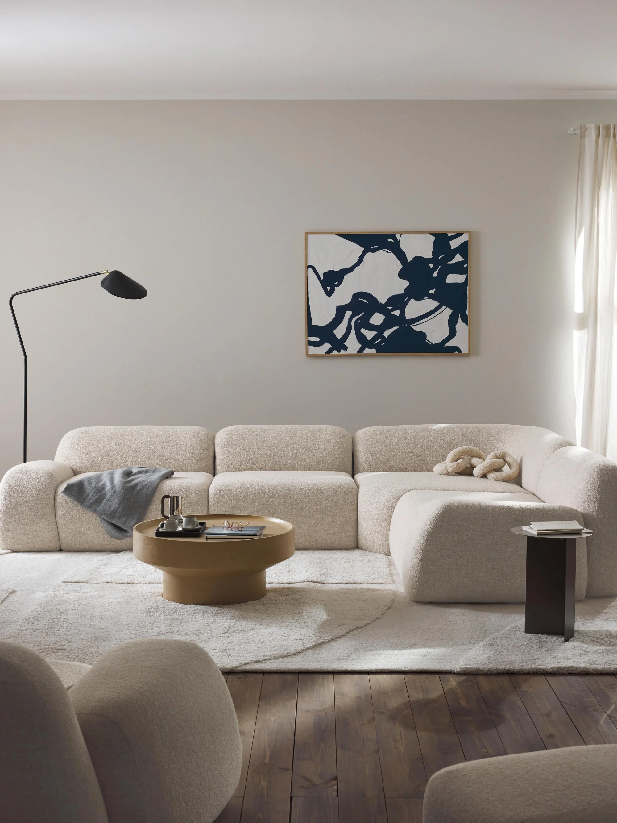 Elora Modüler Kanepe | Modern & Modüler Tasarım | 4-5 Kişilik| INNATURE HOME  - Açık Bej, Bukle