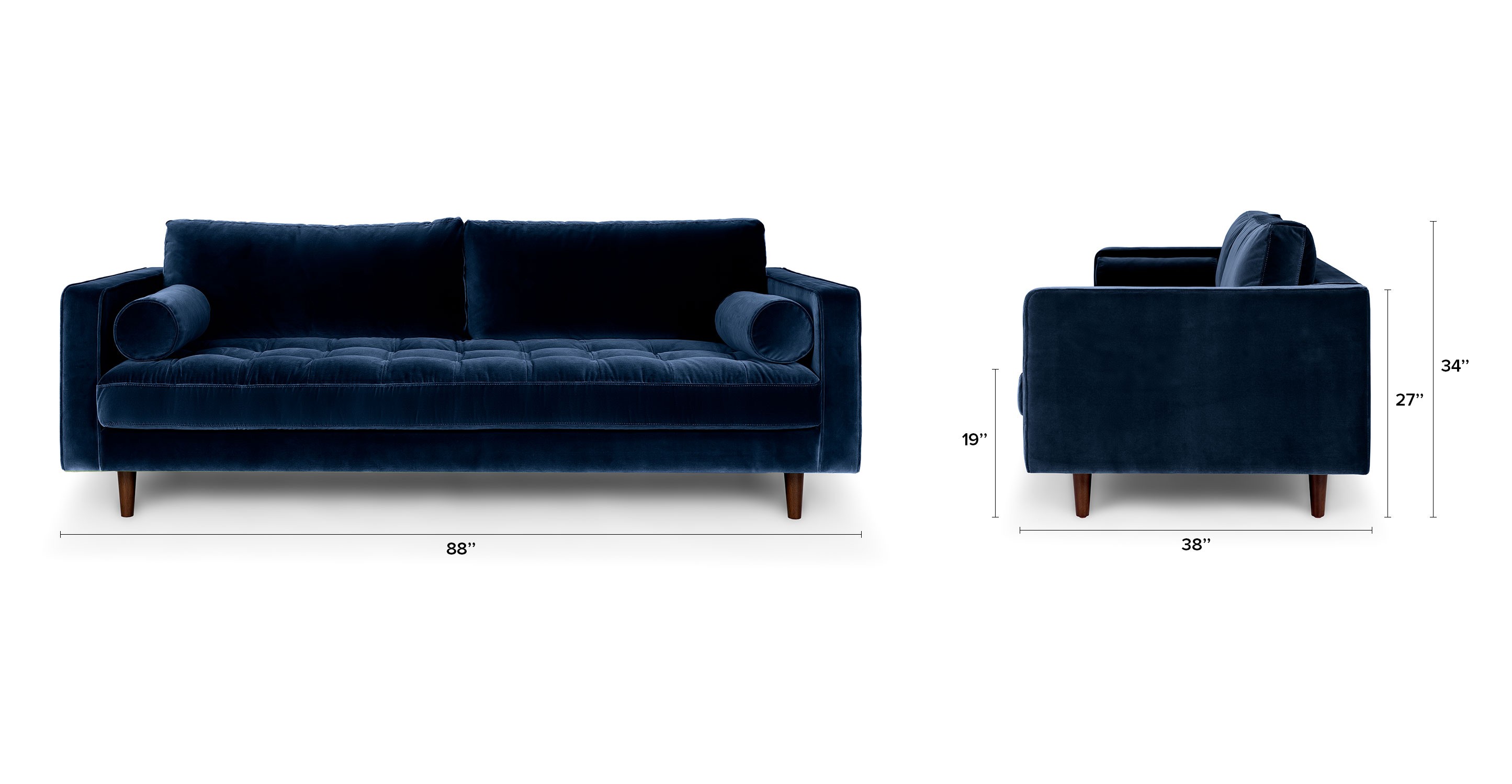 Molis Sofa, Velvet - InNature Home - Molis Sofa, Blue