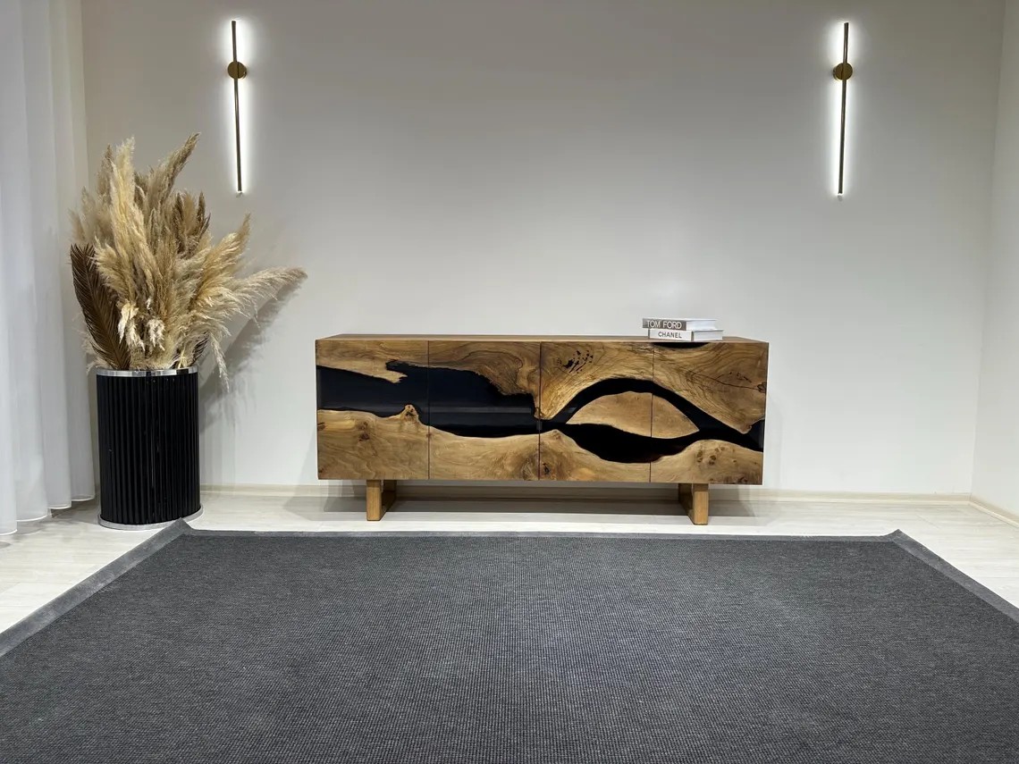 Handcrafted Resin Buffet | Luxury Walnut Epoxy Console Cabinet | Live Edge TV Stand | Custom Solid Wood Sideboard | Free DHL Express Shipping from Turkey | INNATURE 