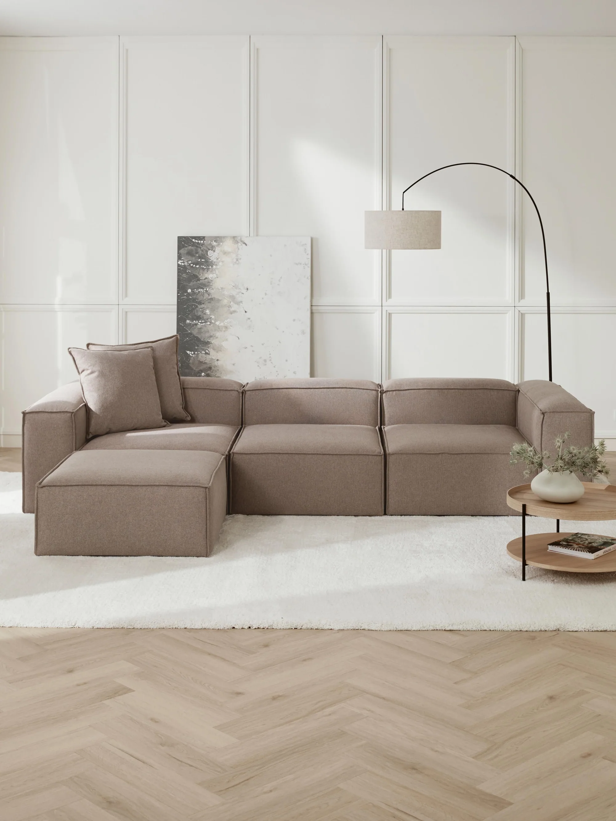 Soft Yumuşak Oturumlu Modüler Köşe, Keten (3-4 Kişilik) - InNature Home - Kahverengi