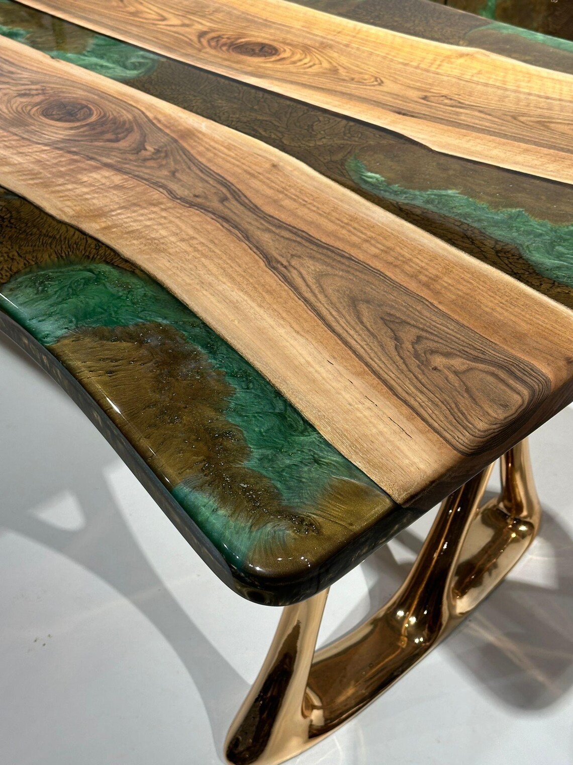 Epoxy River Table | Solid Walnut Wood | Natural Epoxy Dining Table | Walnut Wood Colorful Epoxy Table | Kitchen Table | Resin Table | Epoxy Coffee Table | Living Edge Handmade Table| INNATURE  