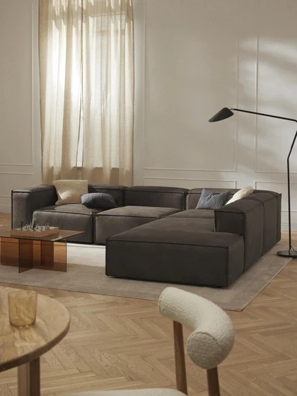 Soft Modüler Köşe Koltuk (6-7 Kişilik) Deri - InNature Home - Siyah Sağ Large