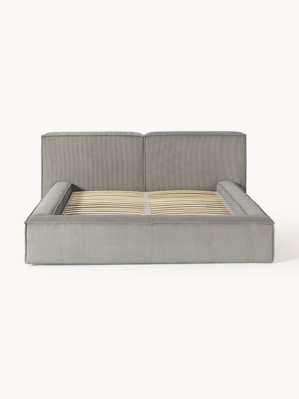 Soft, Çift Kişilik Karyola - InNature Home - Gri, Fitilli Kadife