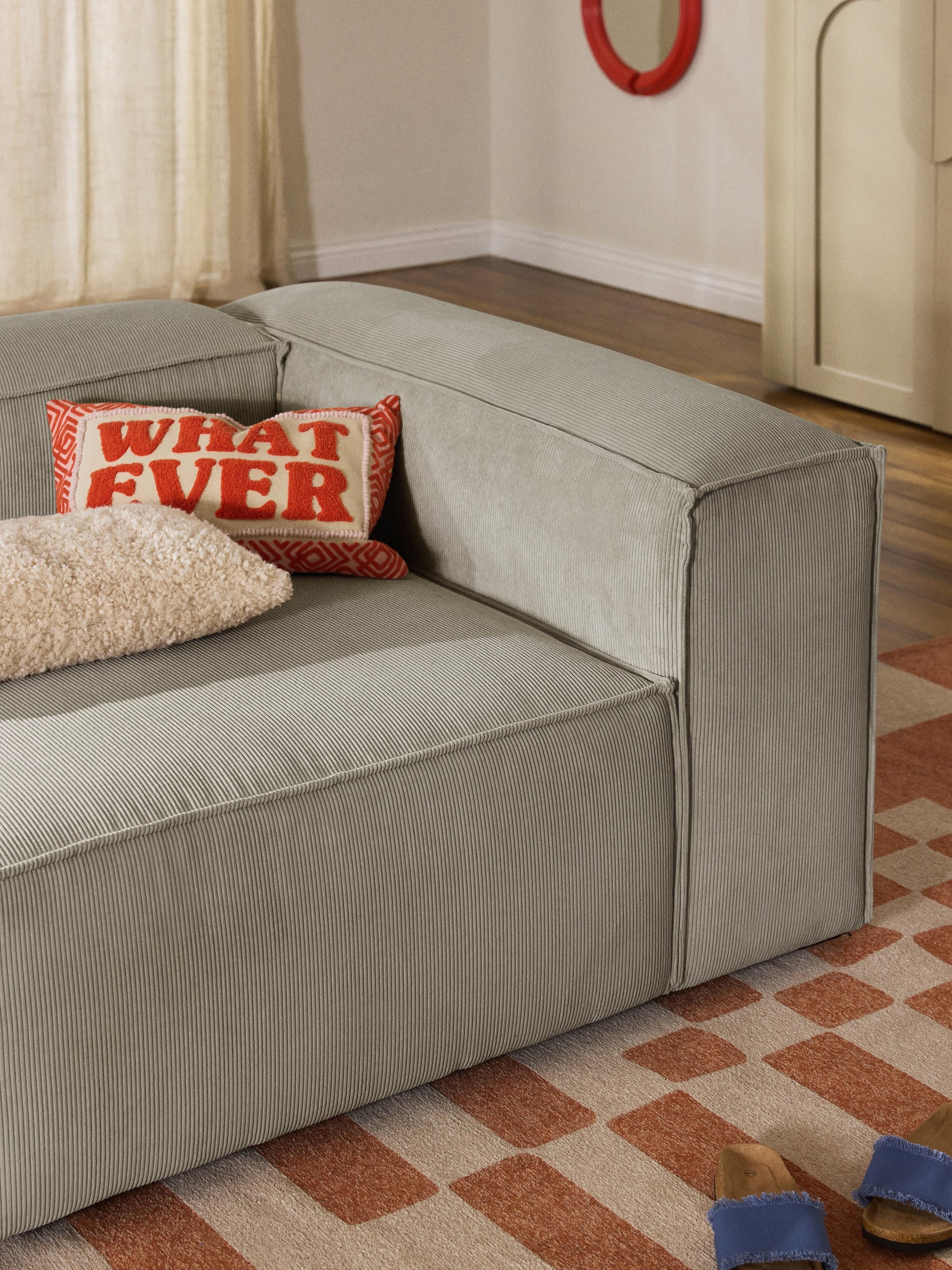 Soft Yumuşak Oturumlu Modüler Kanepe, Fitilli Kadife (2-3 Kişilik) InNature Home - Gri