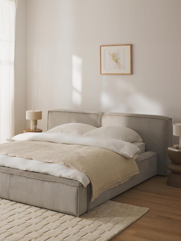 Soft, Çift Kişilik Karyola - InNature Home - Bej, Fitilli Kadife