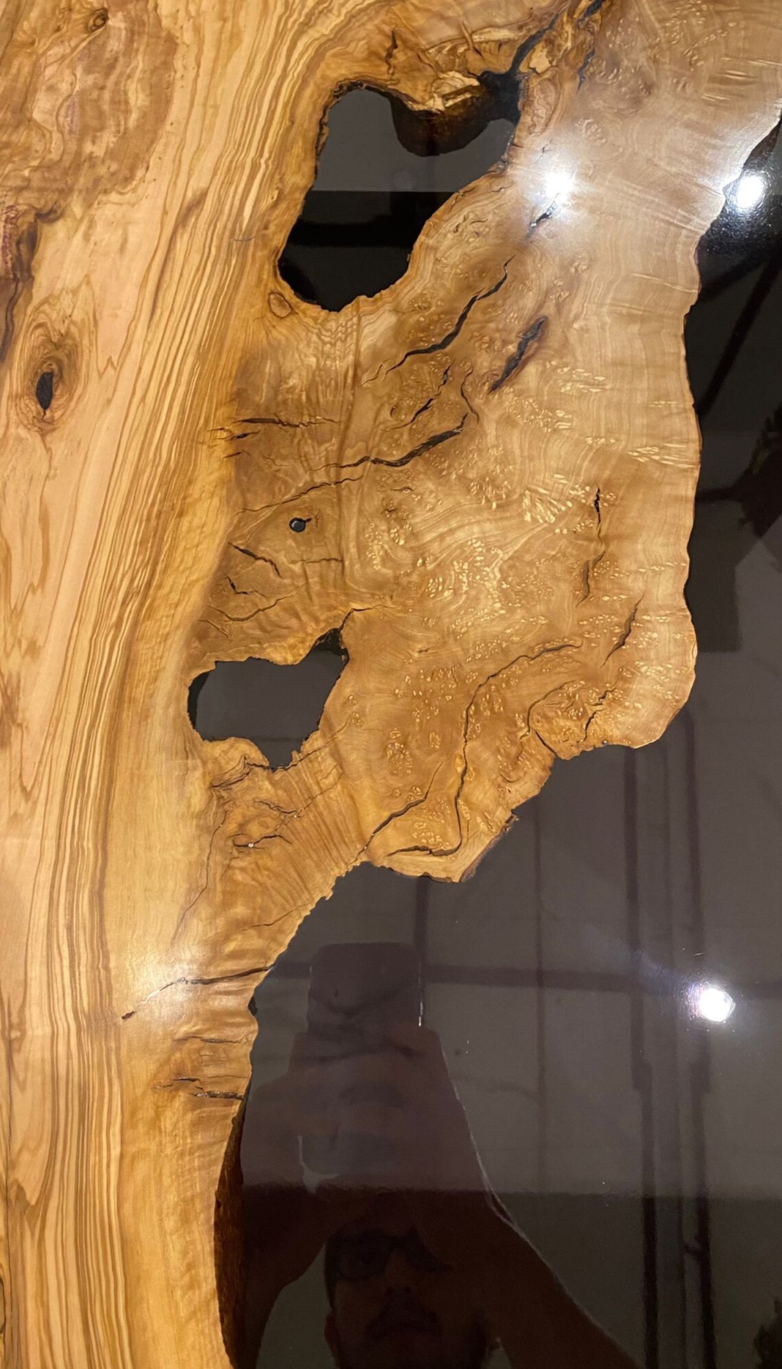 Handcrafted Olive Wood Blue Epoxy Coffee Table | Natural Design | Free Shipping | INNATURE - Smoked Epoxy