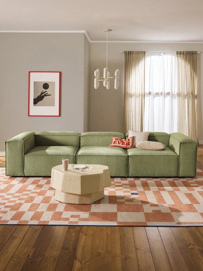 Soft Moduler Sofa Corduroy - InNature Home - Soft Green Sofa