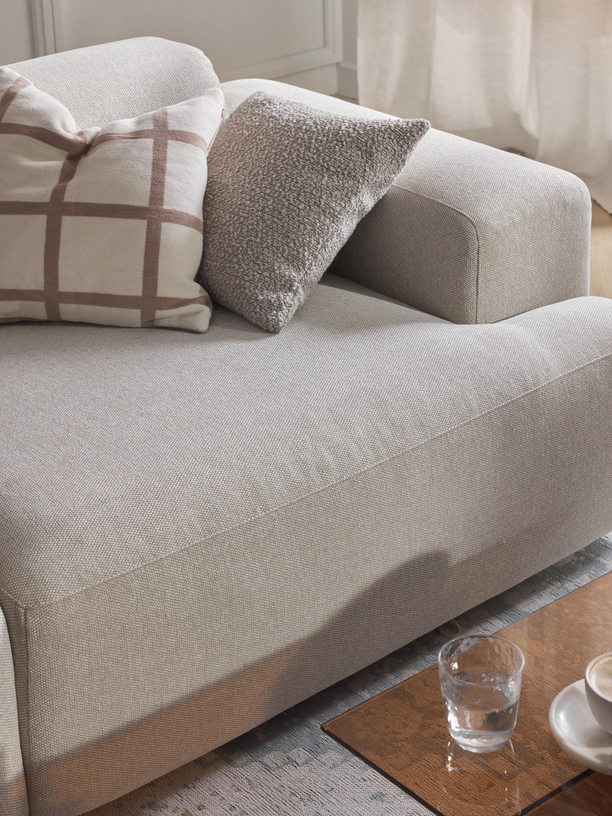 Stella Yumuşak Oturumlu Modüler Kanepe (3-4 Kişilik) InNature Home - Açık Bej, Keten