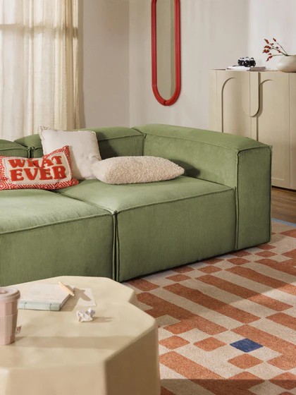 Soft Moduler Sofa Corduroy - InNature Home - Soft Green Sofa