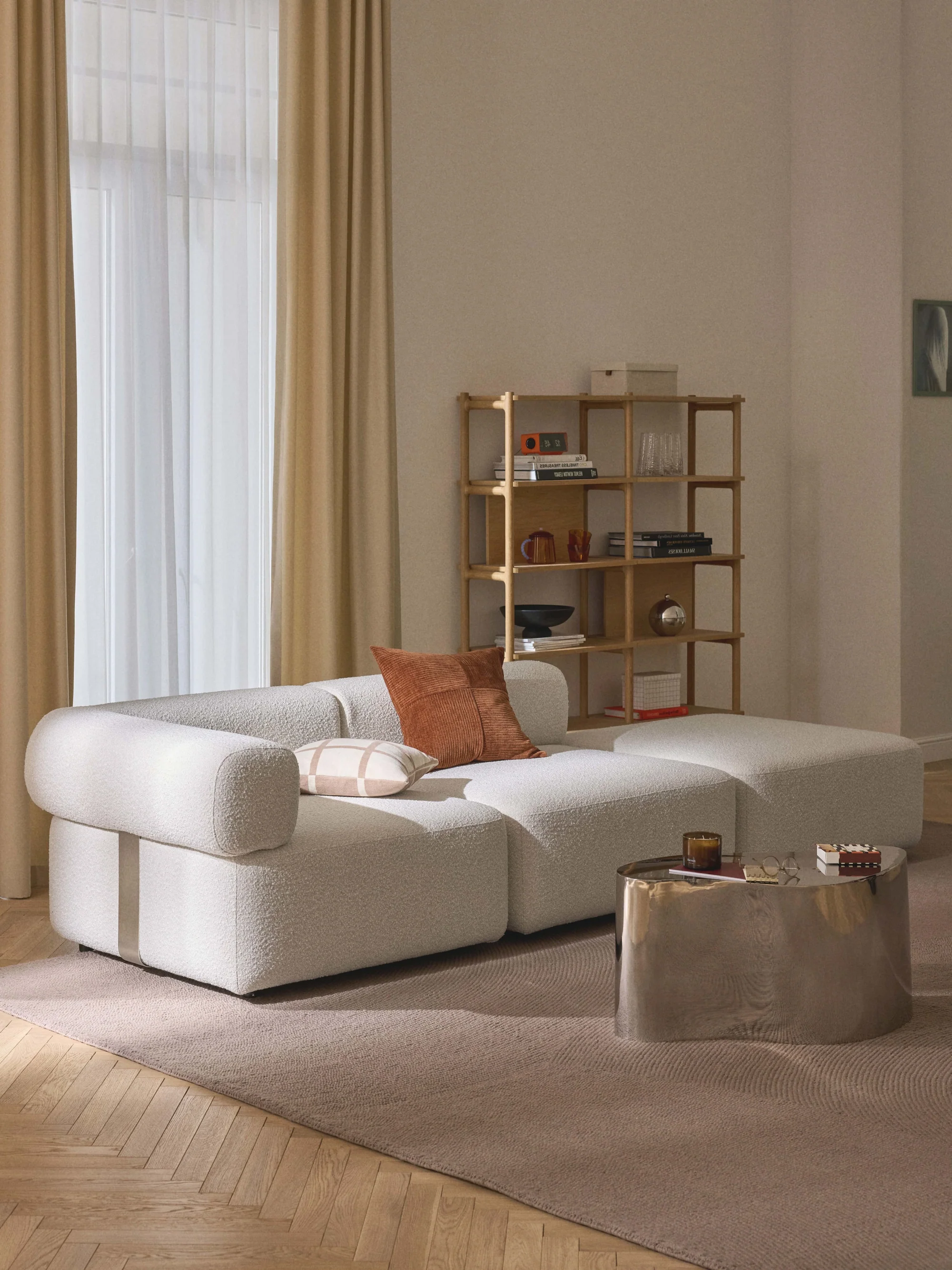 Sofia Modüler Puflu Kanepe 3-4 Kişilik - INNATURE  - Kırık Beyaz