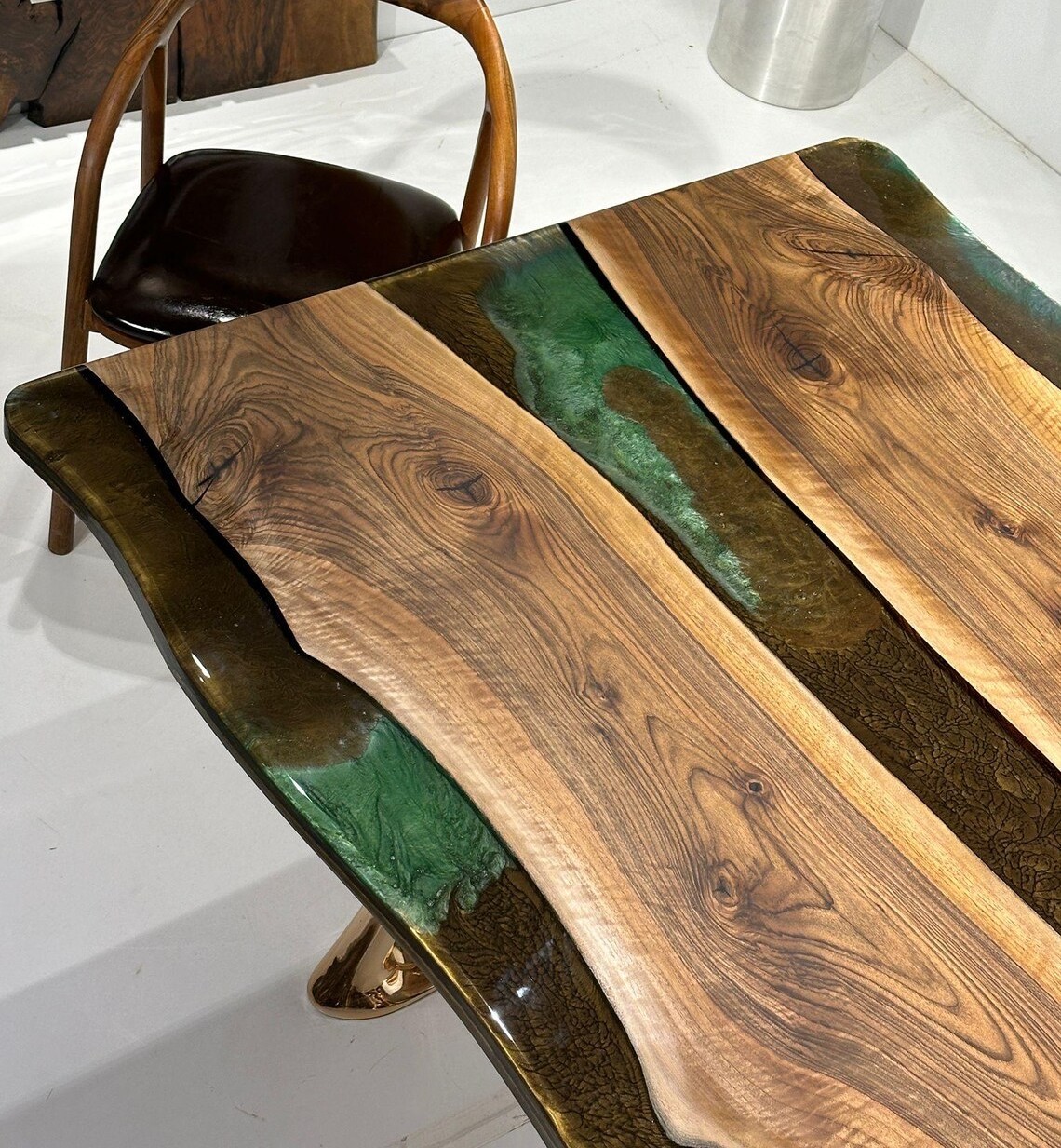 Epoxy River Table | Solid Walnut Wood | Natural Epoxy Dining Table | Walnut Wood Colorful Epoxy Table | Kitchen Table | Resin Table | Epoxy Coffee Table | Living Edge Handmade Table| INNATURE  