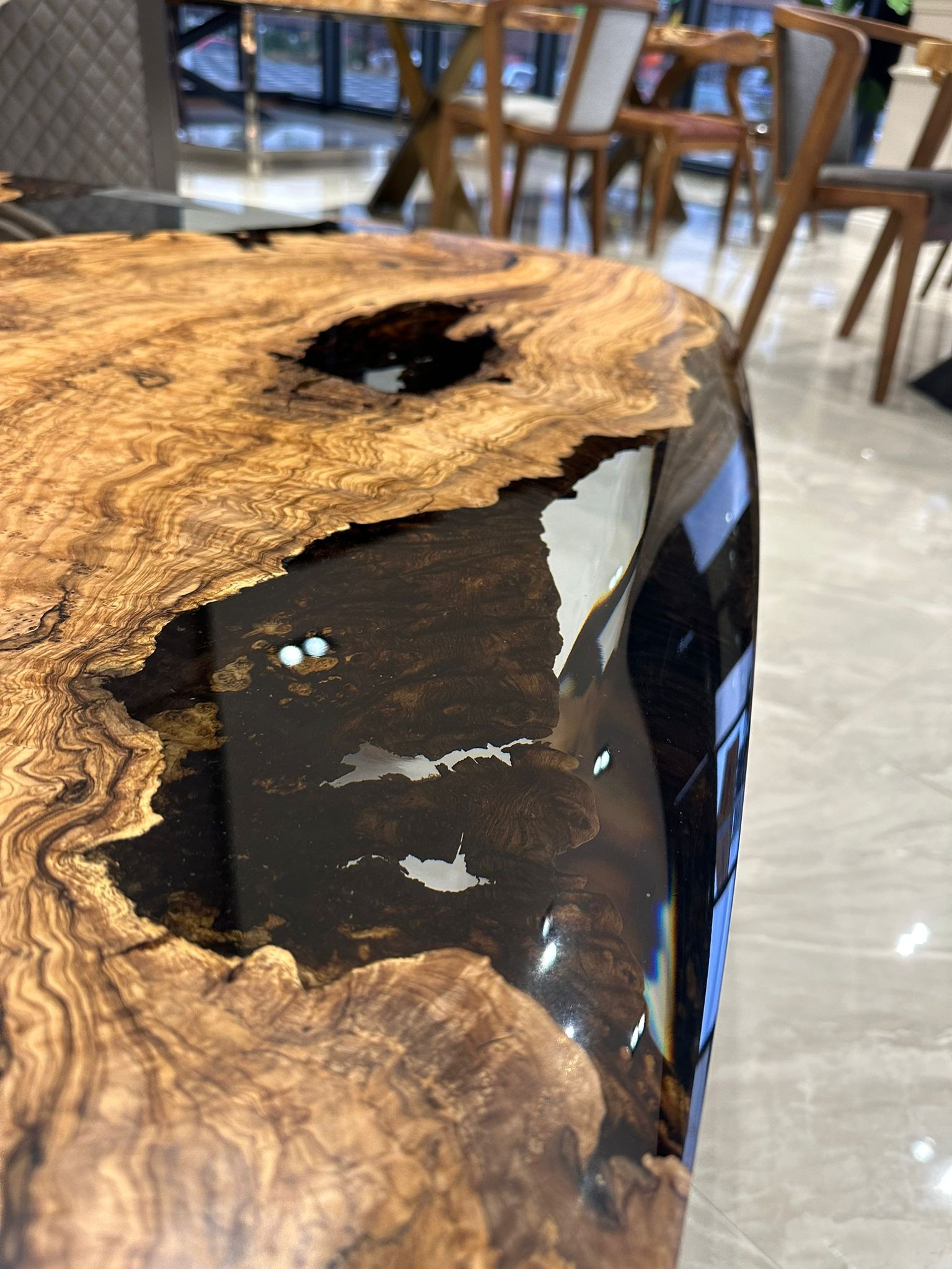 Clear Epoxy Coffee Table | Custom Olive Epoxy Coffee Table | Living Room Central Table Made To Order | INNATURE
