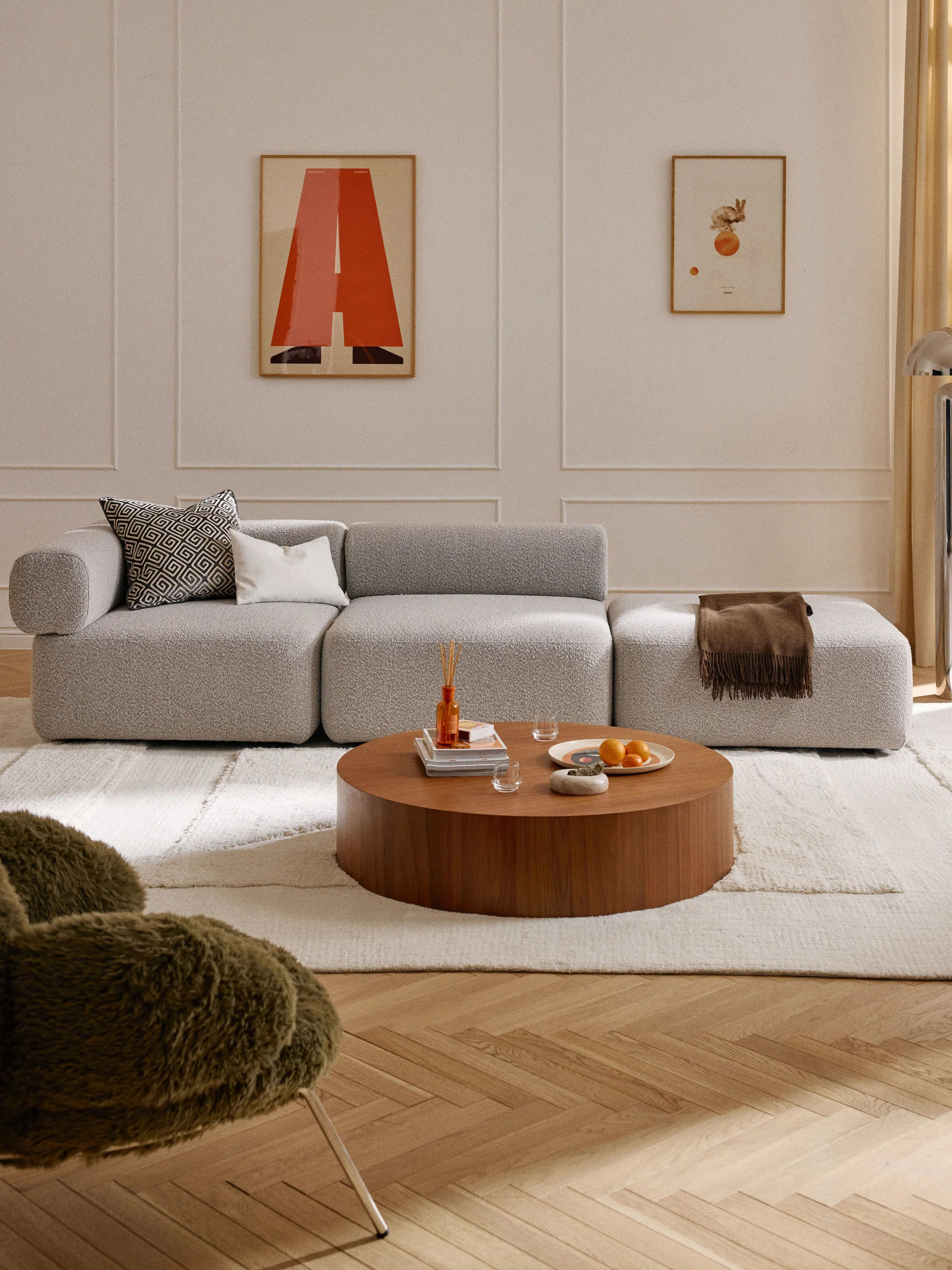 Sofia Modüler Puflu Kanepe 3-4 Kişilik - INNATURE  - Gri