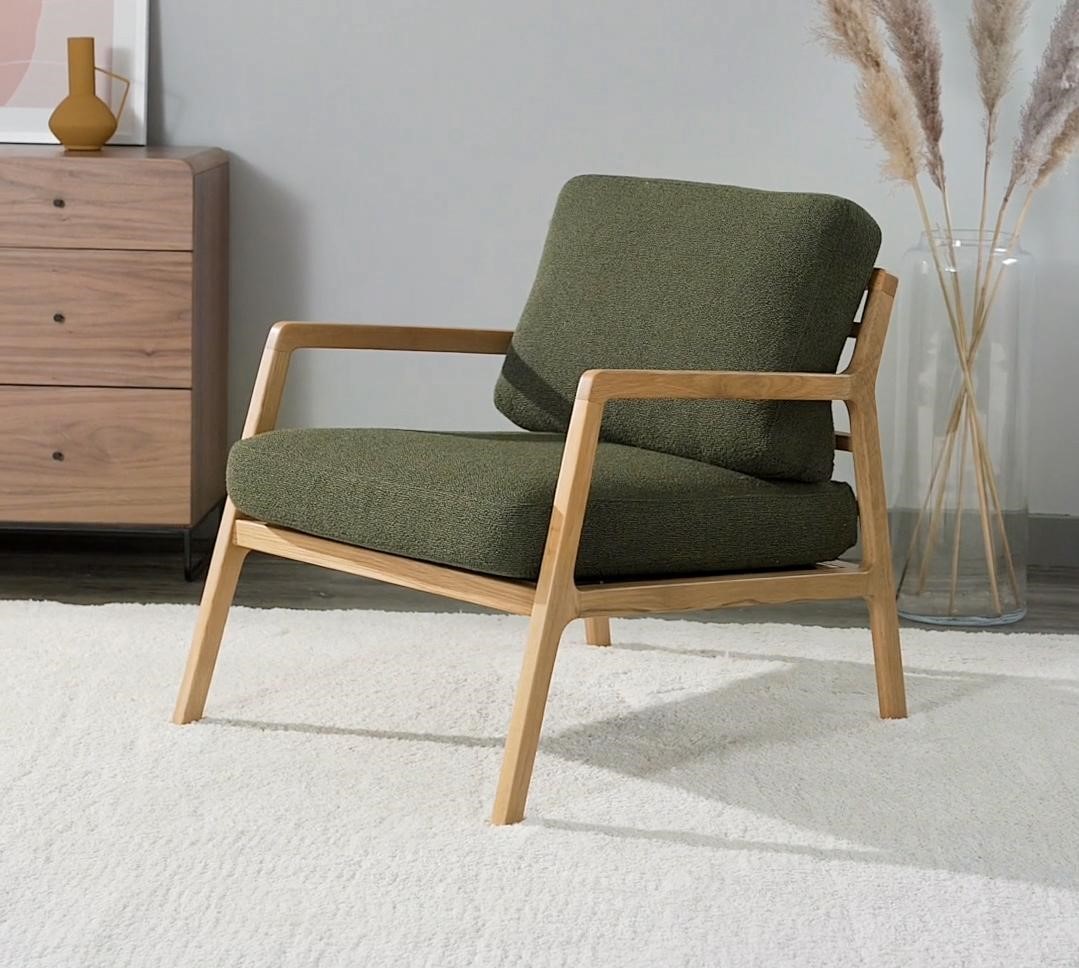 Panama Armchair , Oak, Green