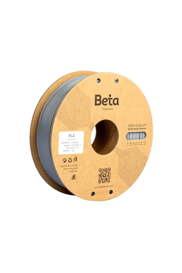 Beta PLA High-Speed Filament Grey 1.75 mm 1 kg gerçek ürün makarası