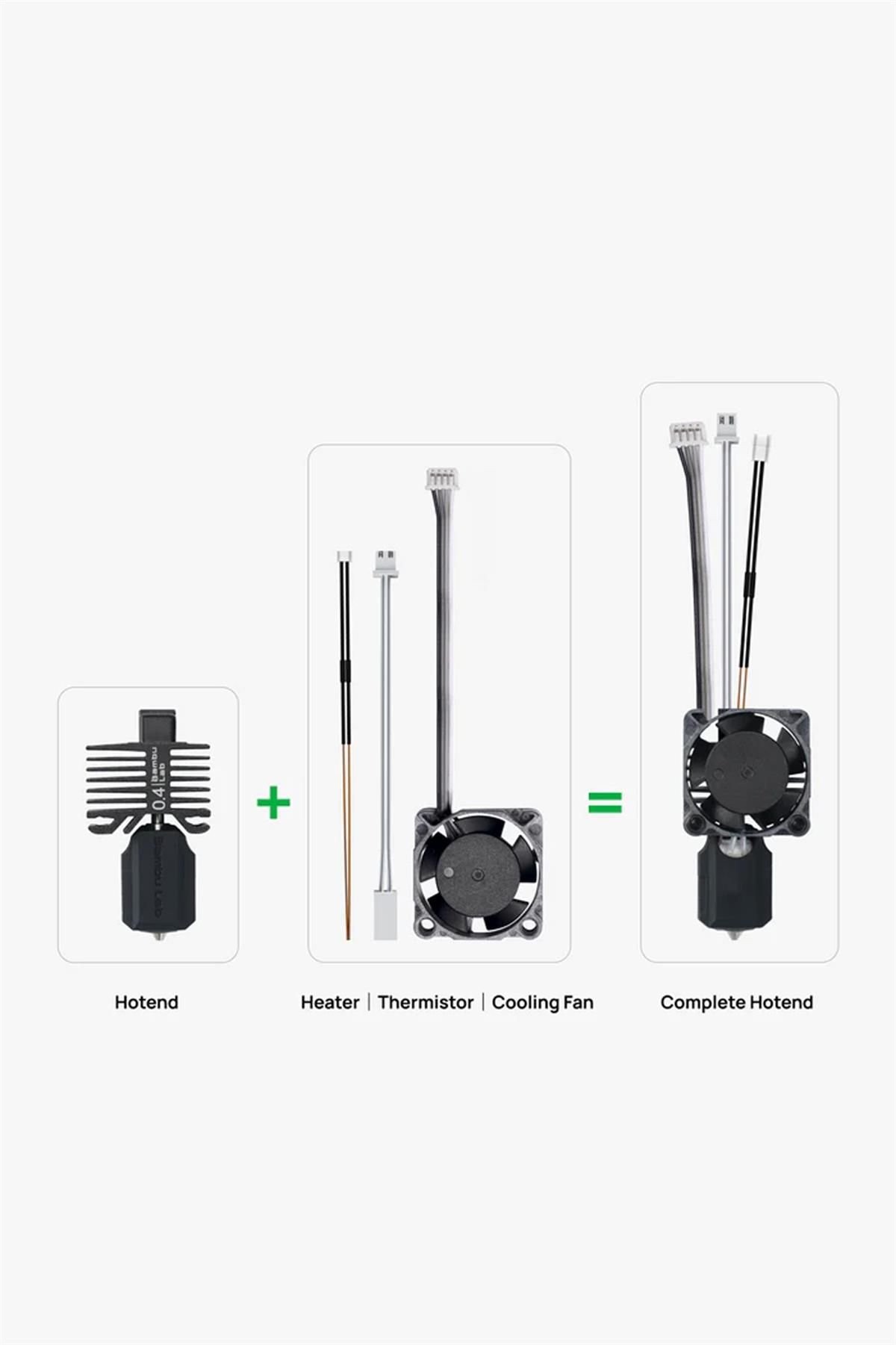 Bambu Lab Complete Hotend Assembly With Hardened Steel Nozzle 0.4 mm X1E