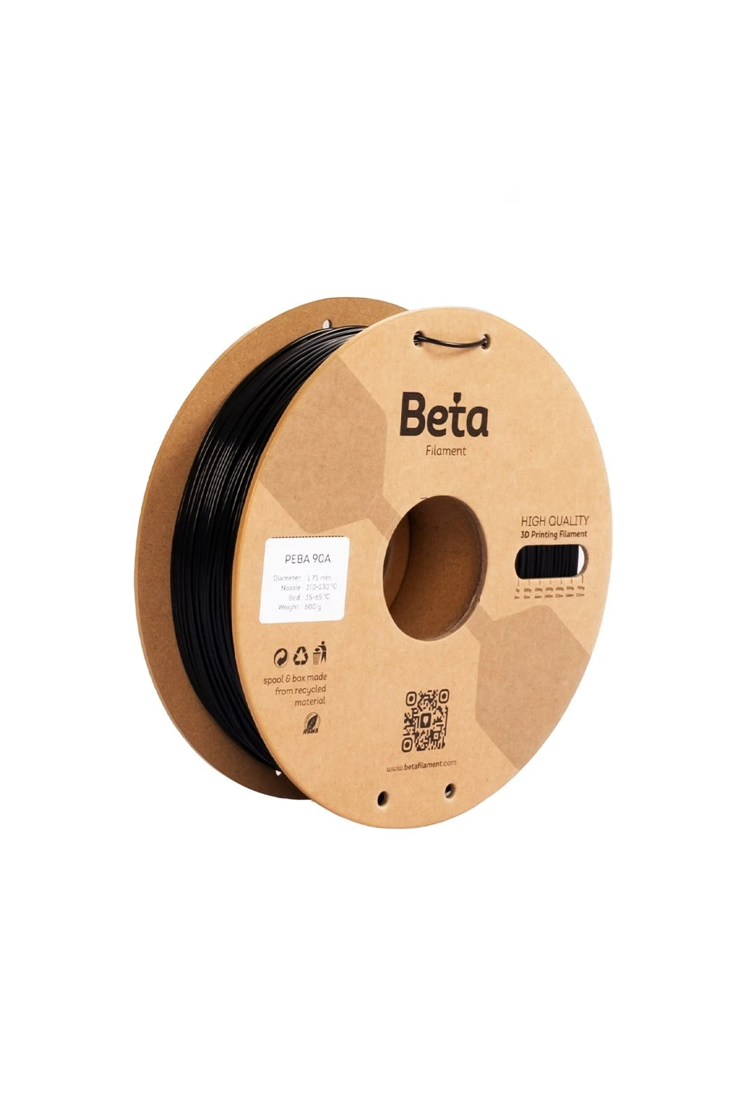 Beta PEBA 90A siyah filament makarası