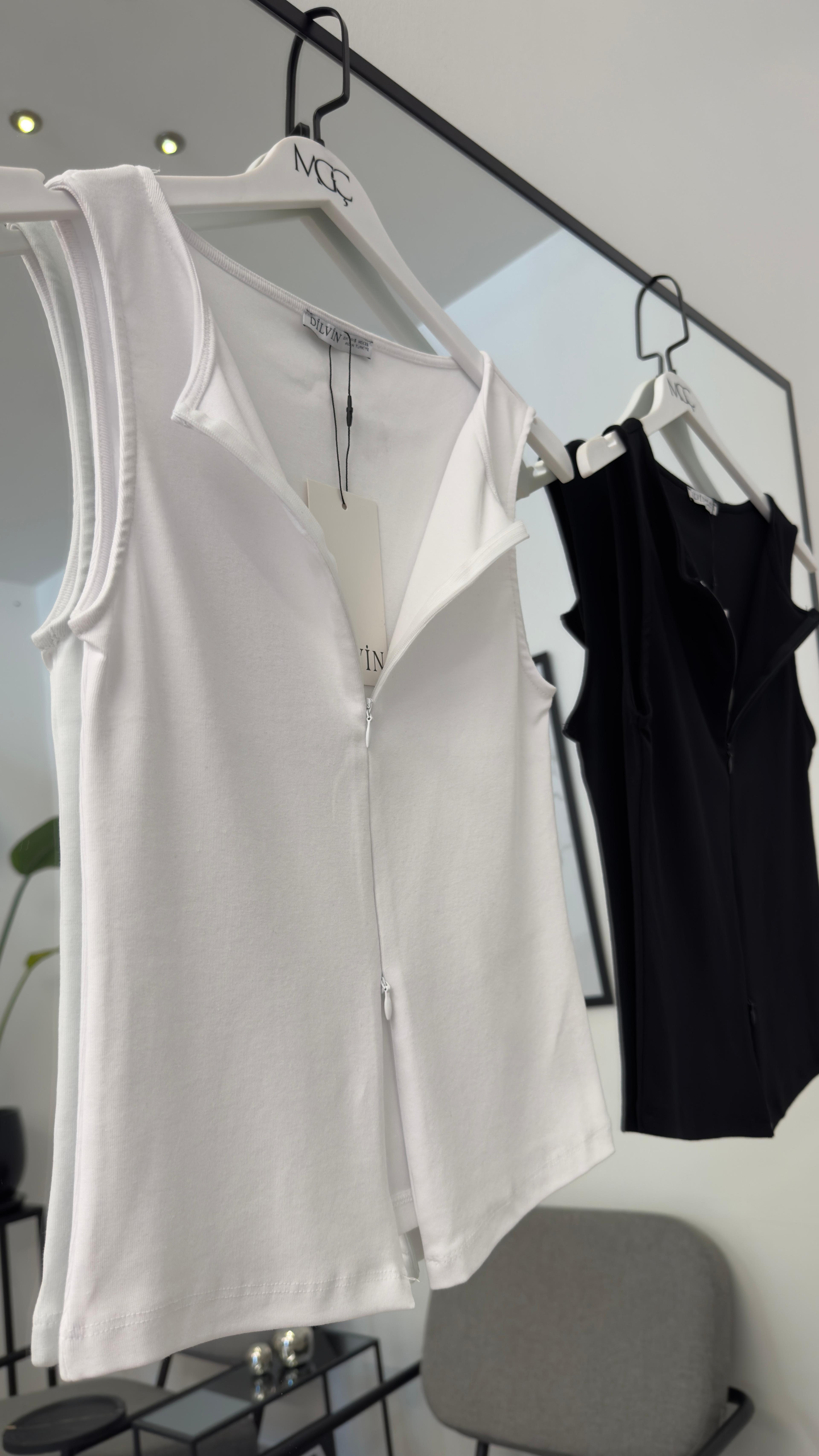 Fermuar Detaylı Crop Top