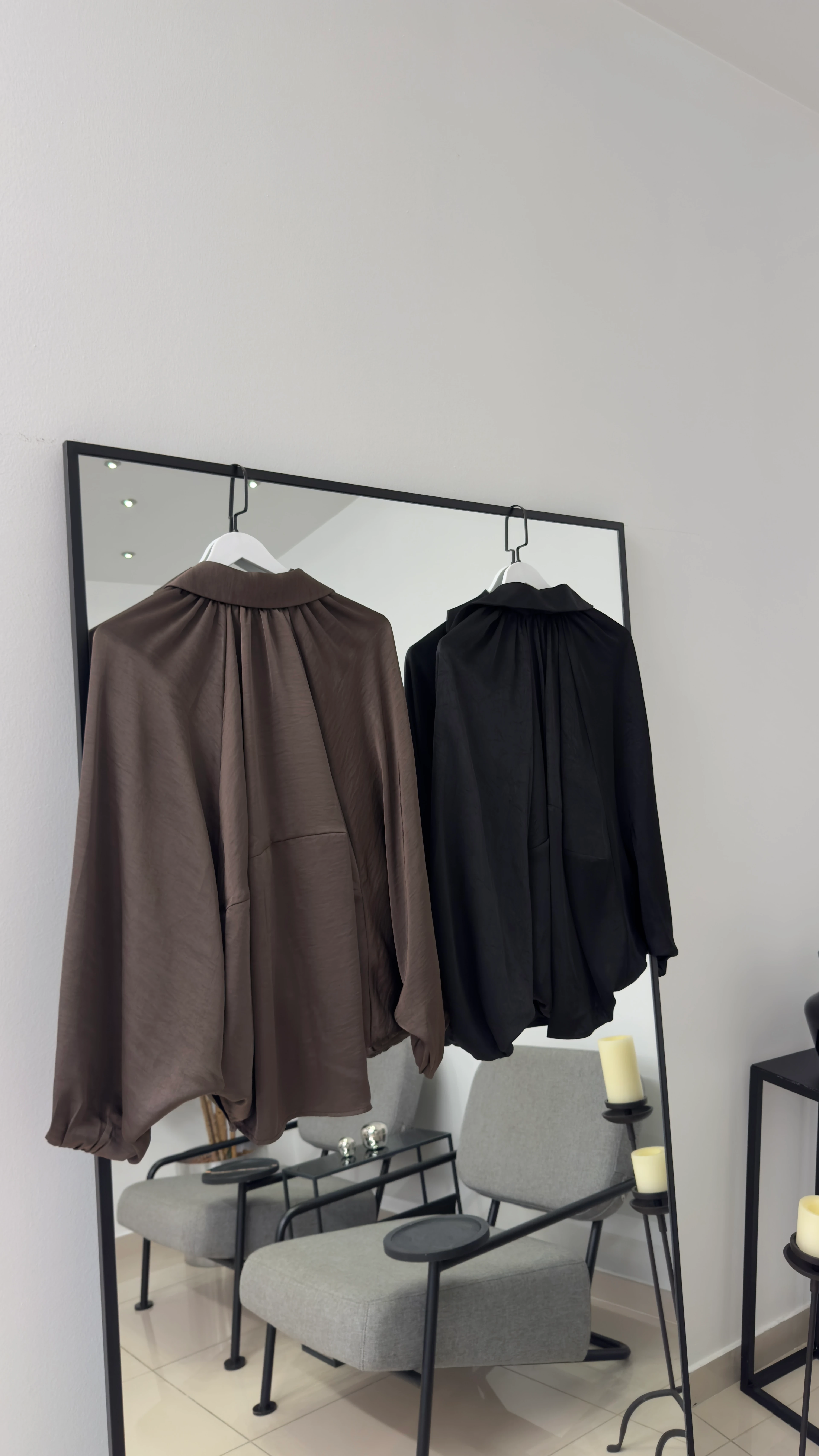 Bamber Saten Ceket/ Siyah-Kahve