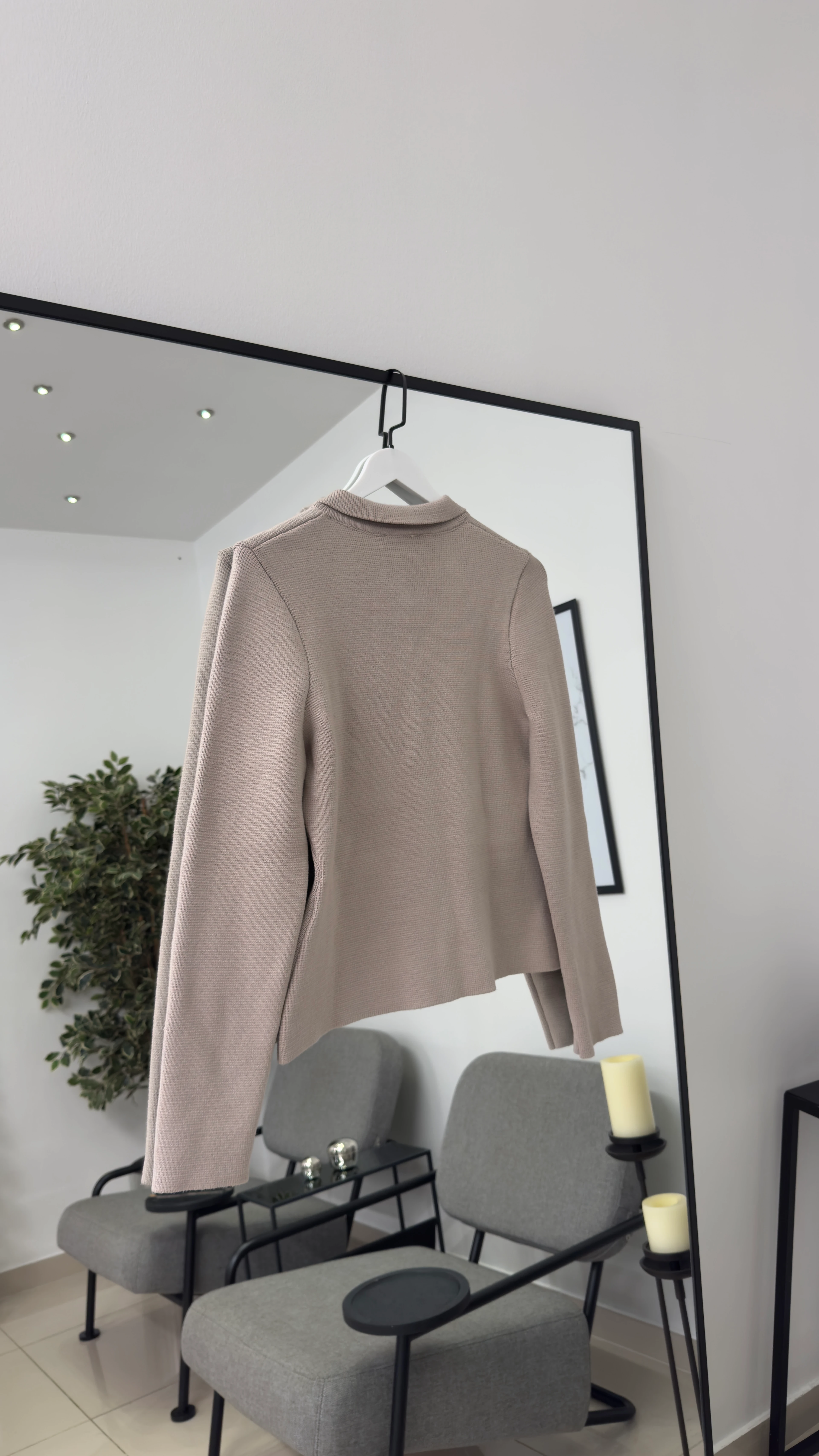 Polo Yaka Çelik Triko Hırka/Vizon